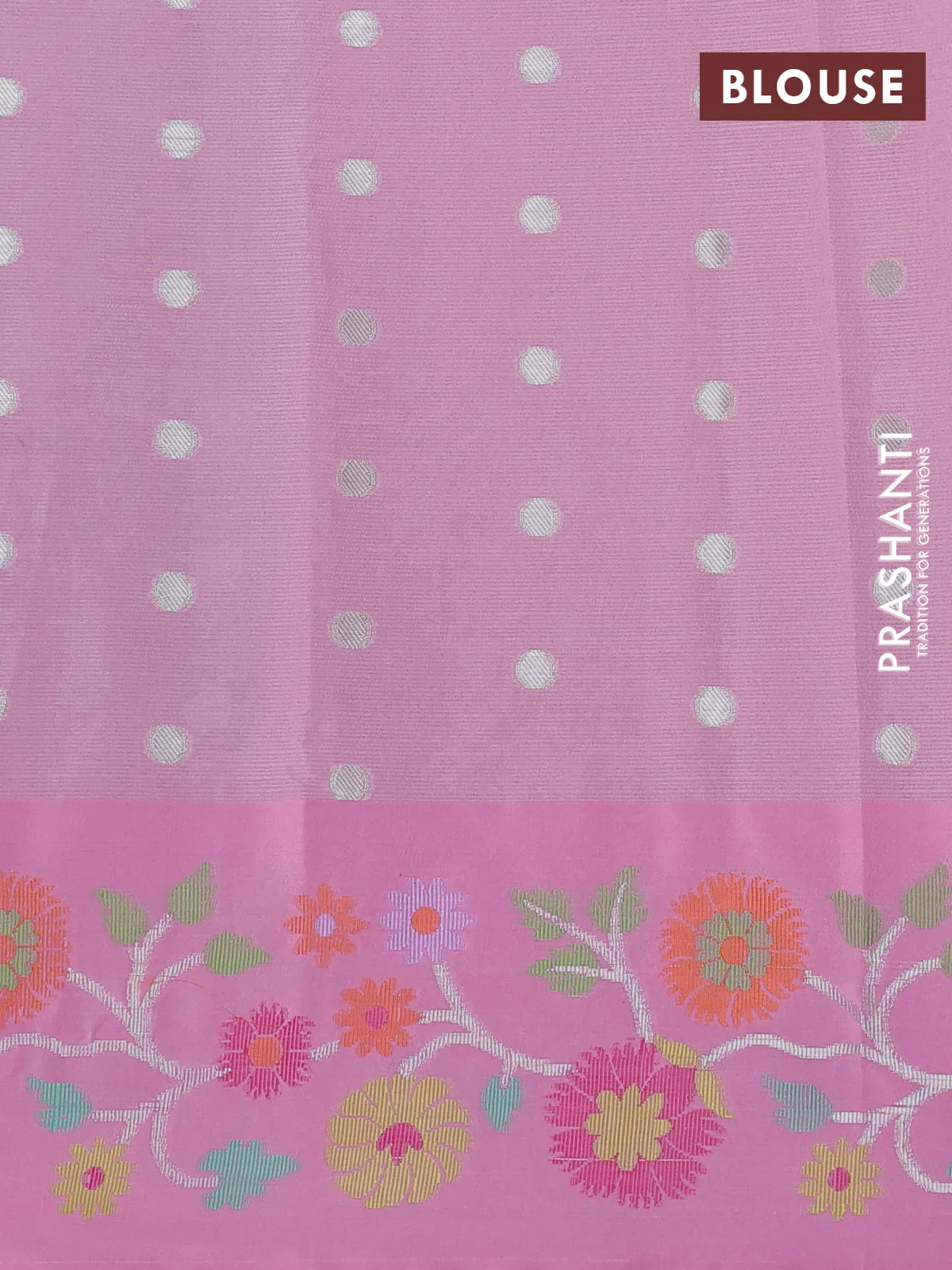 Cotton zari kota saree lavender and pink with allover zari woven buttas and thread woven butta border - Image 3