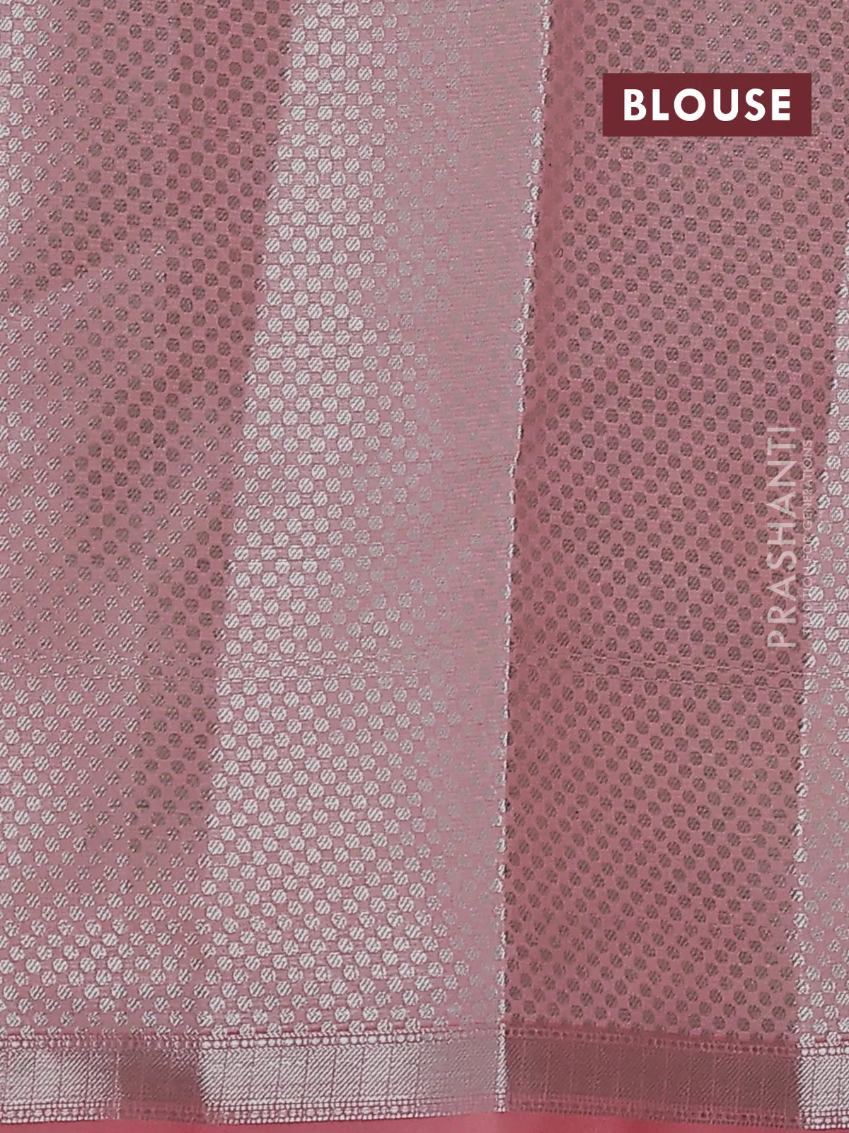 Cotton zari kota saree pista green and peach pink with allover silver zari woven buttas and zari woven border - Image 3