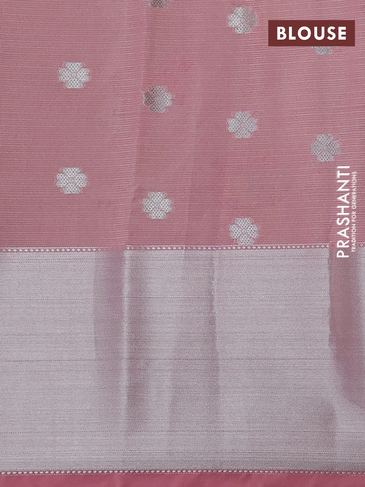 Cotton zari kota saree pista green and peach pink with allover thread & silver zari weaves and long silver zari woven border - Image 3