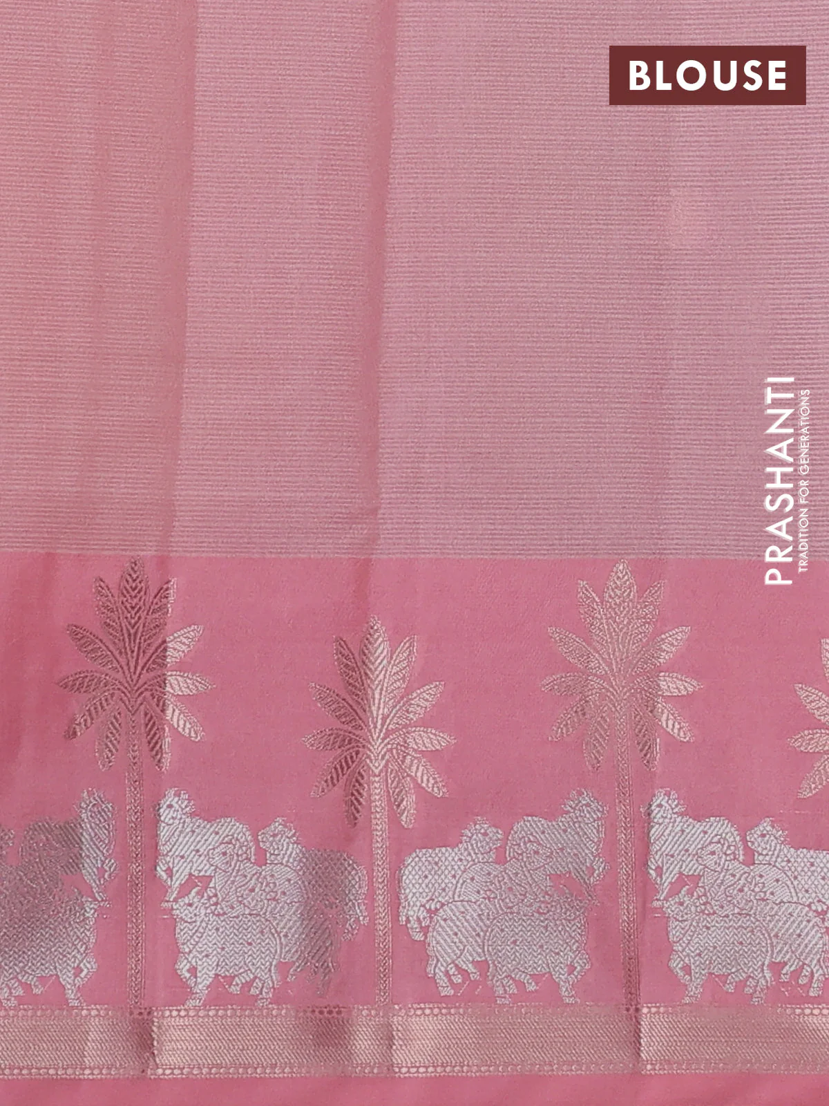 Cotton zari kota saree pista green and peach shade with silver & gold zari woven annam buttas and pichwai zari woven border - Image 3