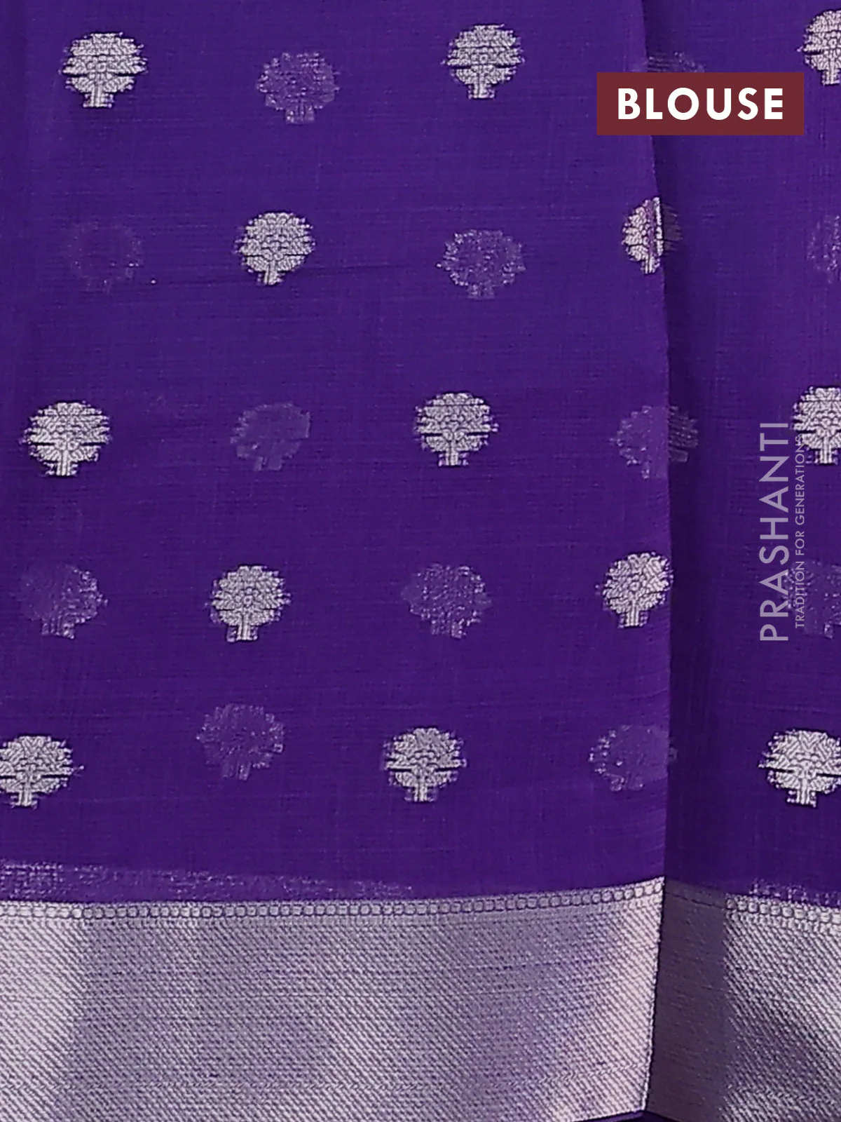 Cotton zari kota saree teal blue and blue with zari woven buttas and long zari woven butta border - Image 3