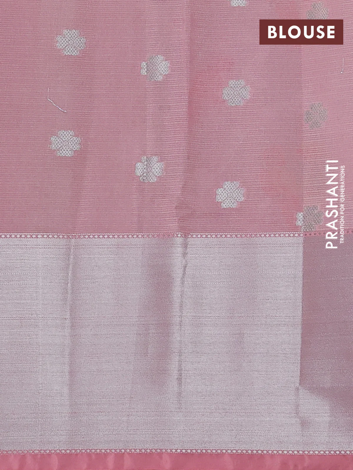 Cotton zari kota saree teal green shade and peach pink with allover thread & silver zari weaves and long silver zari woven border - Image 3