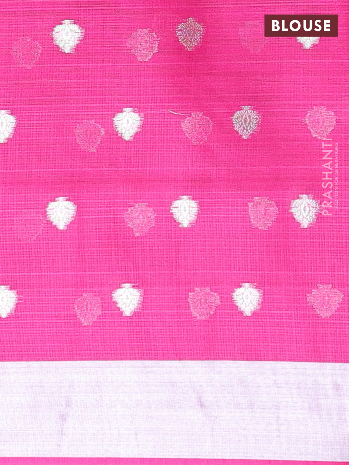 Cotton zari kota unstitched lehenga brown and magenta pink with silver zari buttas & jamdhani weaves - Image 2
