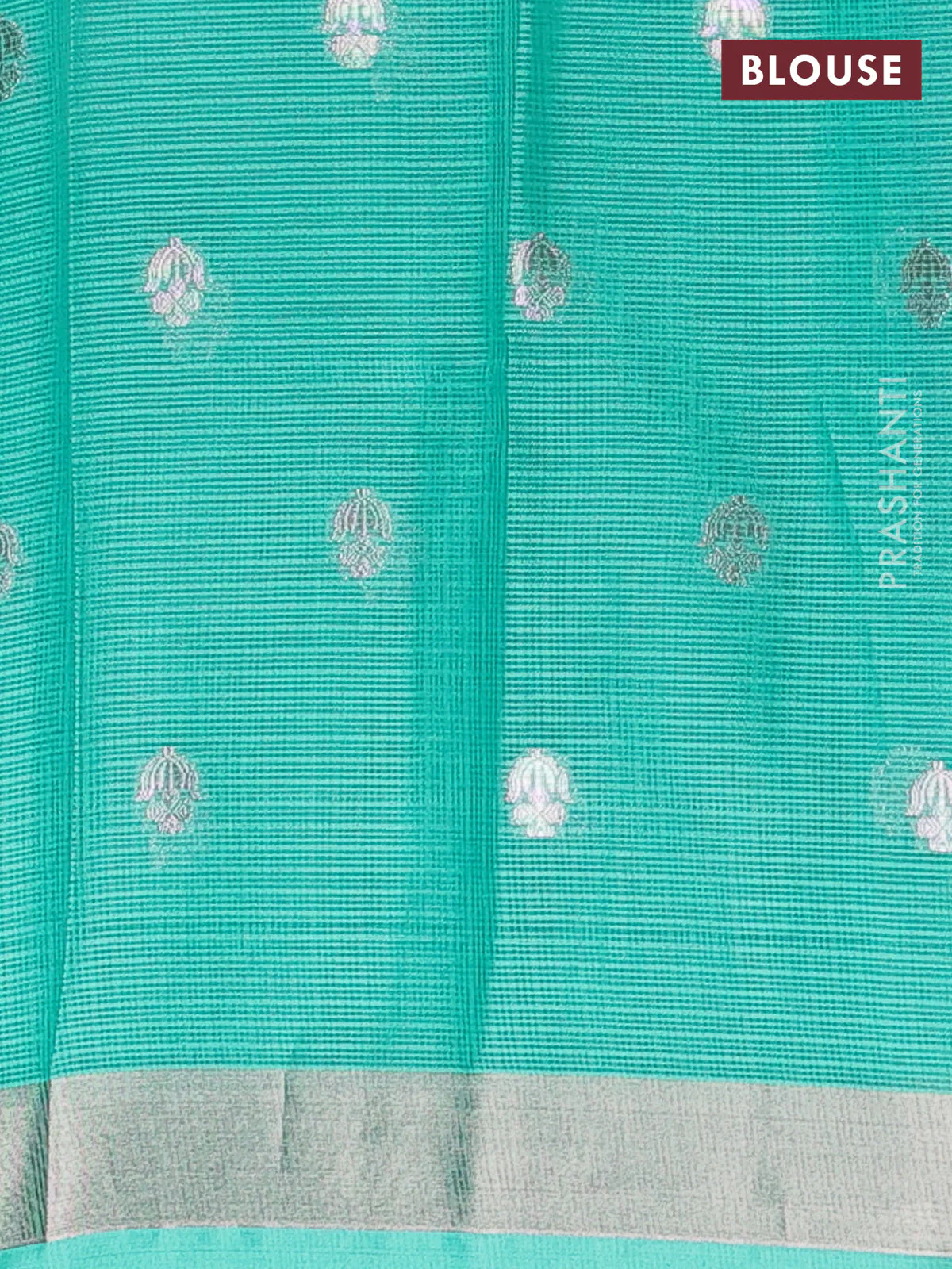 Cotton zari kota unstitched lehenga lavender and teal green with allover jamdhani weaves - Image 2