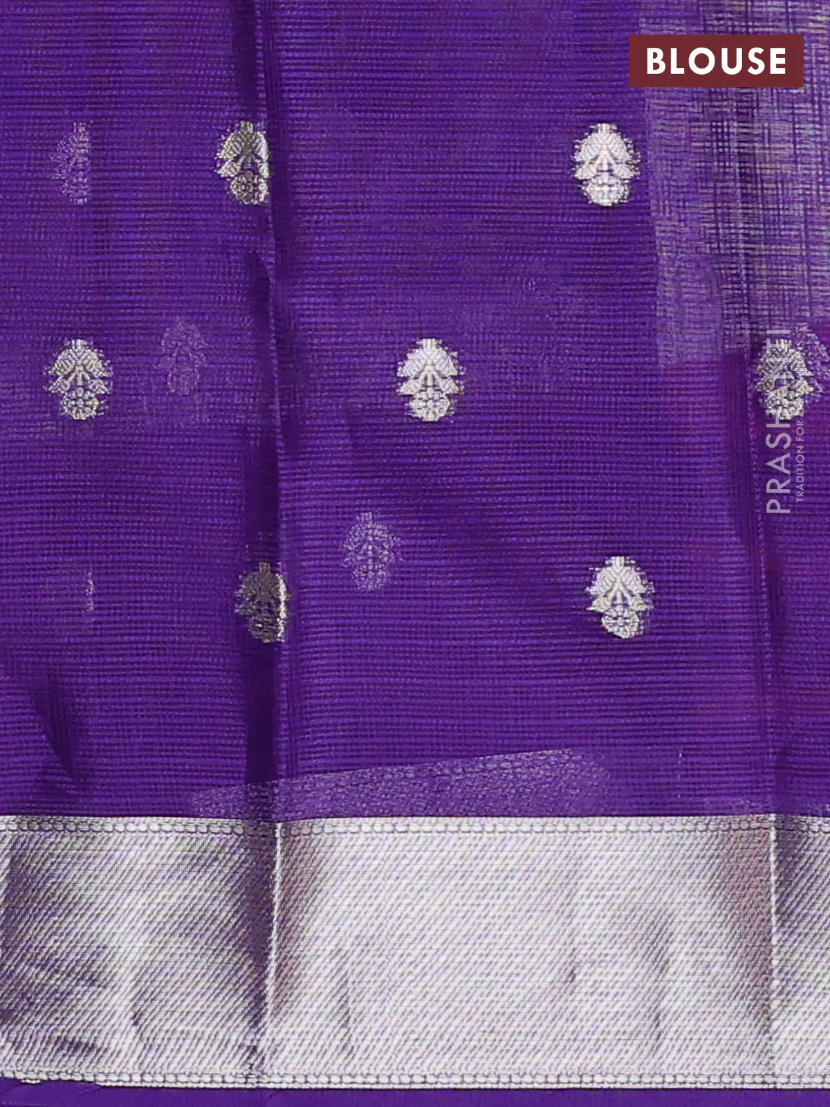Cotton zari kota unstitched lehenga lavender and violet with silver zari buttas & jamdhani weaves - Image 2