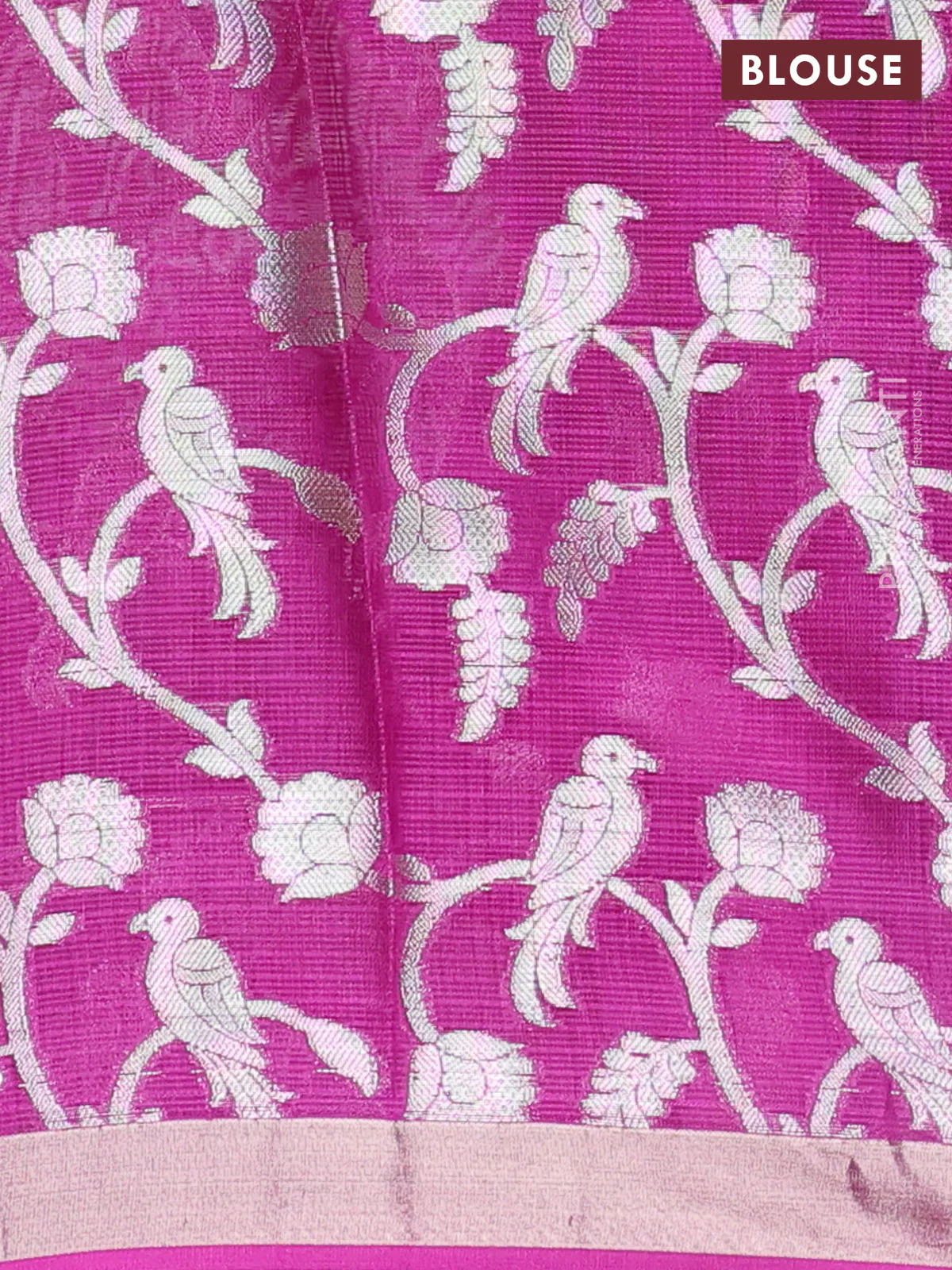 Cotton zari kota unstitched lehenga light green and purple with silver zari buttas & jamdhani weaves - Image 2