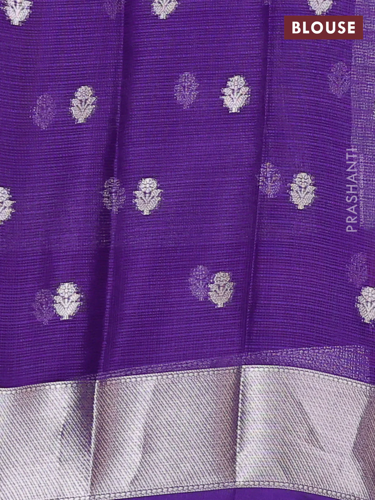 Cotton zari kota unstitched lehenga light pink and blue with silver zari buttas & jamdhani weaves - Image 2