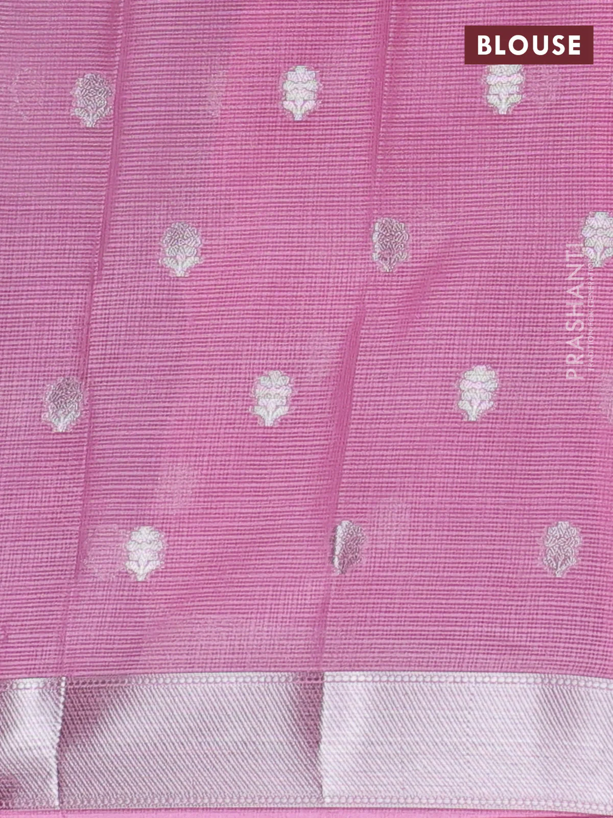 Cotton zari kota unstitched lehenga light pink and purple with silver zari buttas & jamdhani weaves - Image 2