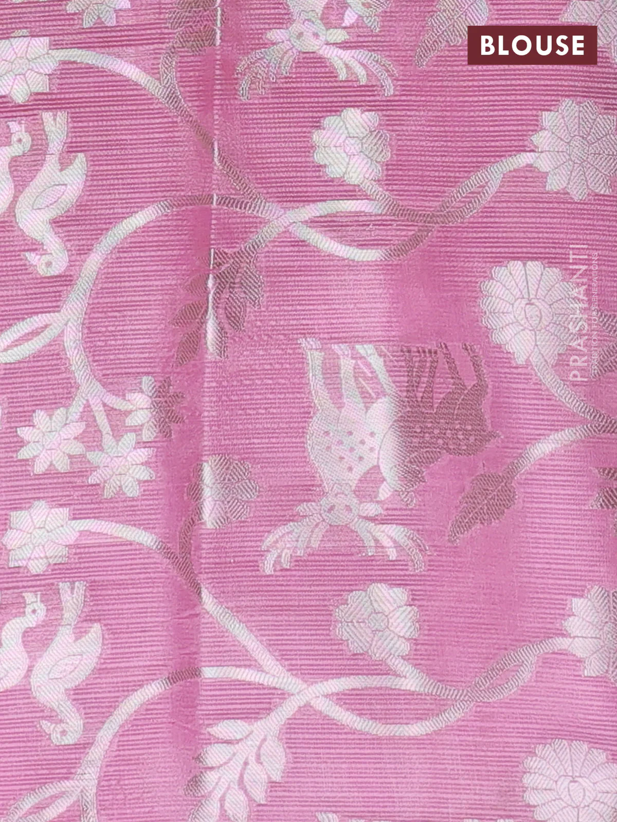Cotton zari kota unstitched lehenga lime green and peach pink with silver zari buttas & jamdhani weaves - Image 2