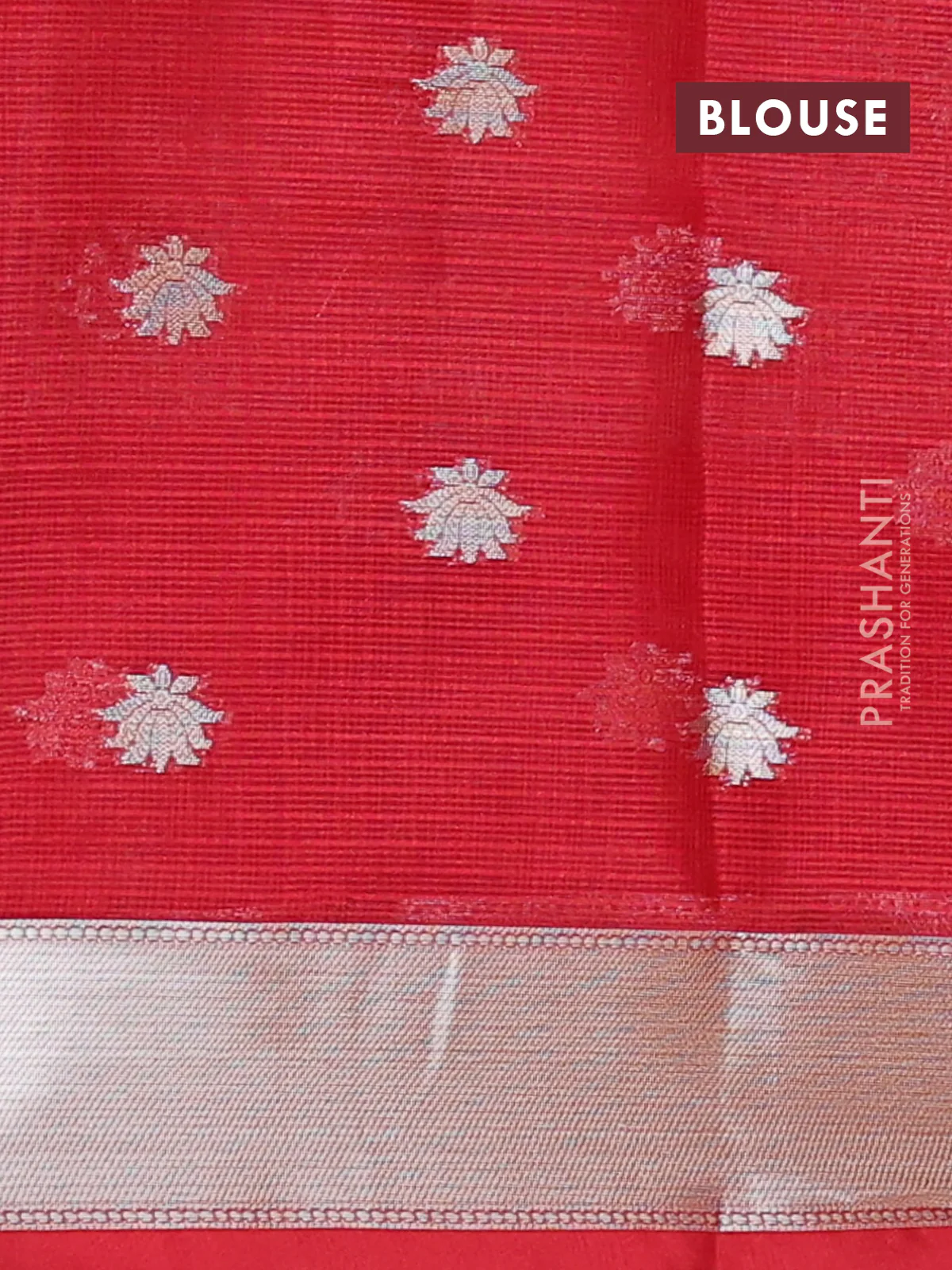 Cotton zari kota unstitched lehenga mustard yellow and red with allover jamdhani weaves - Image 2