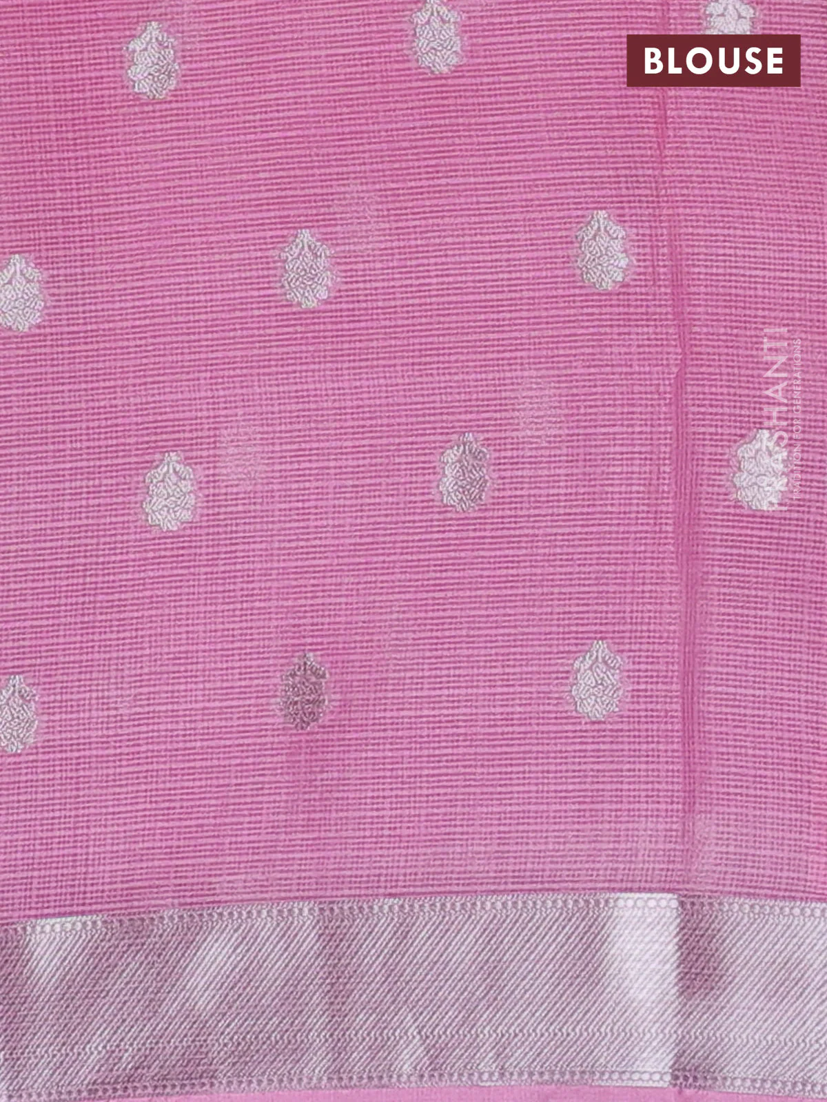 Cotton zari kota unstitched lehenga orange and peach pink with allover jamdhani weaves - Image 2