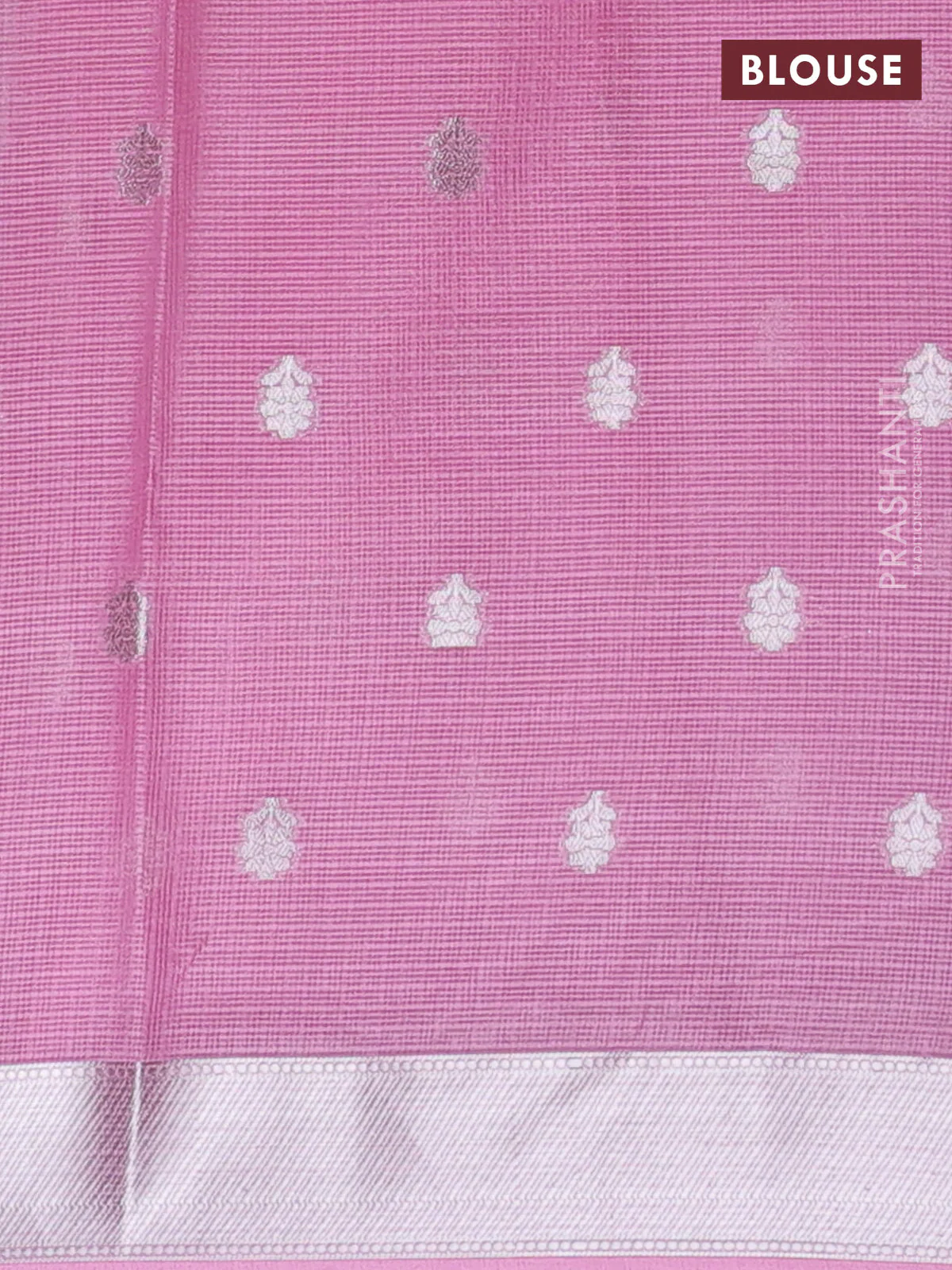 Cotton zari kota unstitched lehenga pastel lavender and light pink with silver zari buttas & jamdhani weaves - Image 2