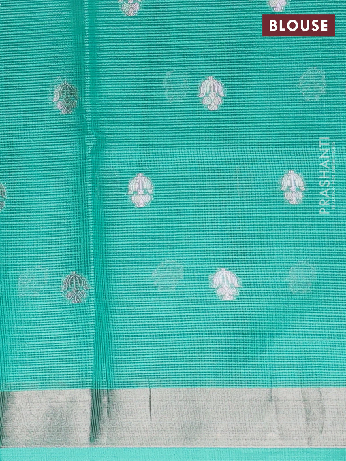 Cotton zari kota unstitched lehenga peach pink and teal green with allover jamdhani weaves - Image 2