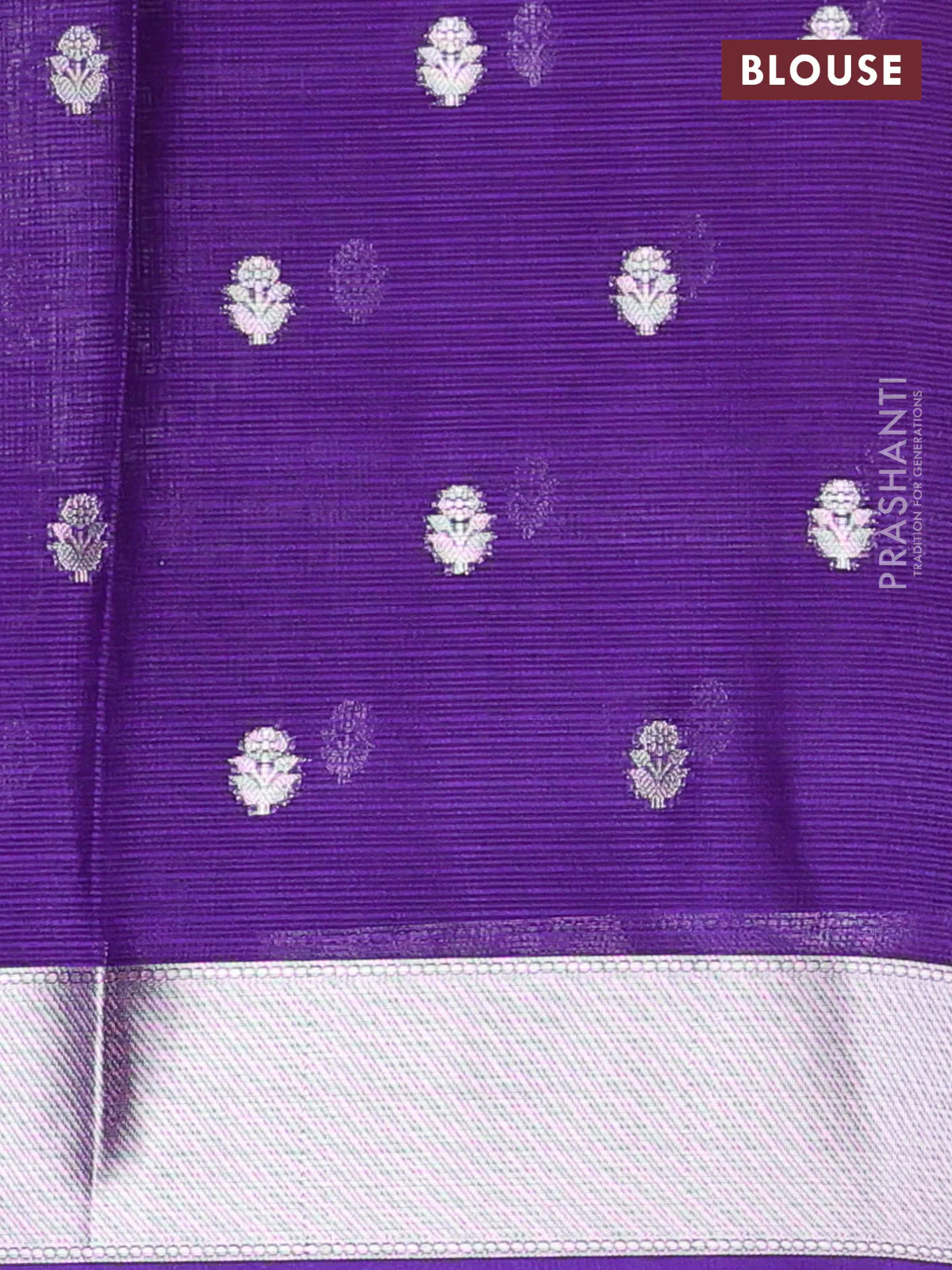 Cotton zari kota unstitched lehenga peach shade and violet with silver zari buttas & jamdhani weaves - Image 2