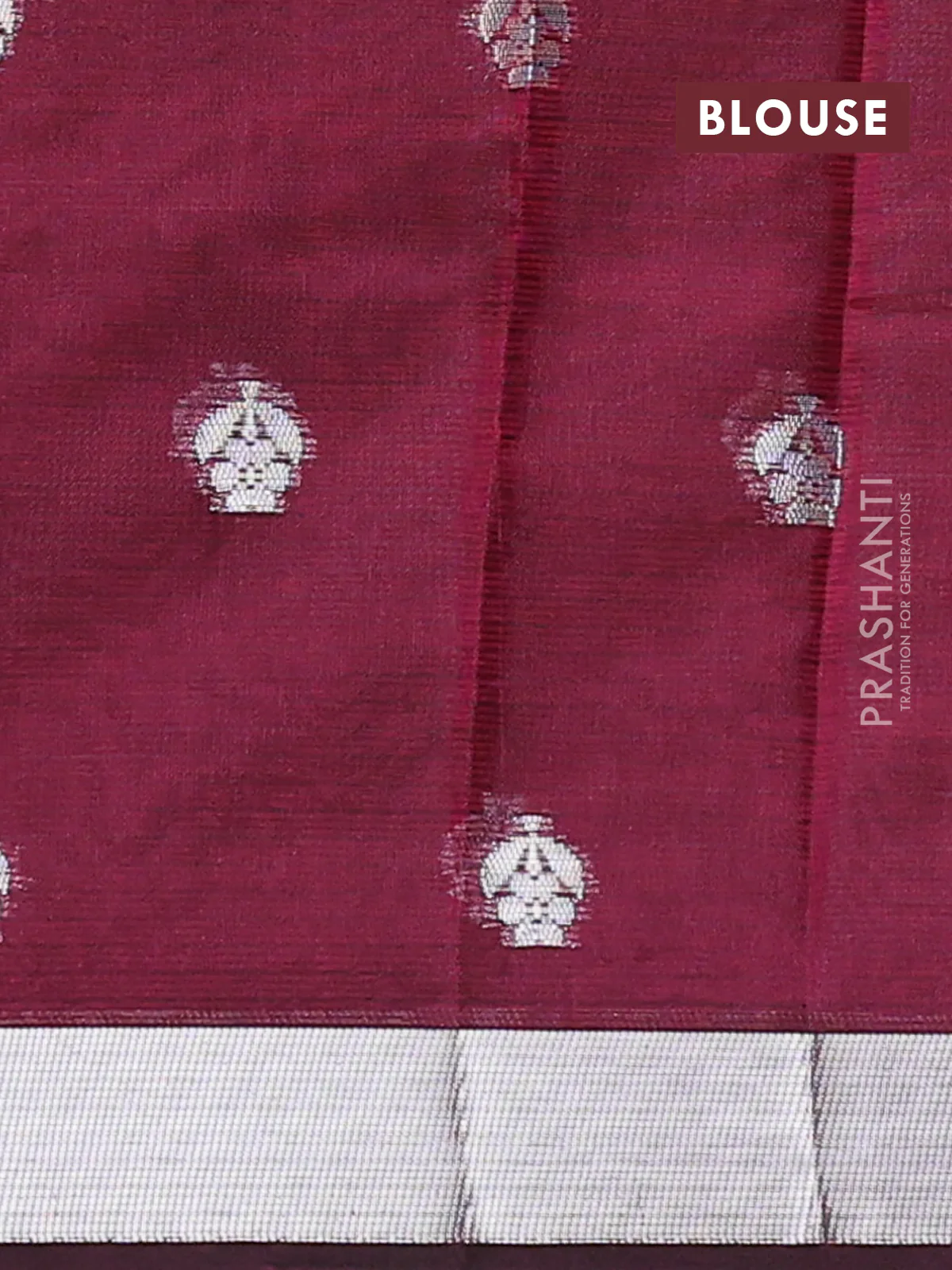 Cotton zari kota unstitched lehenga pink and deep jamun with silver & gold zari weaves and jamdhani weaving - Image 2