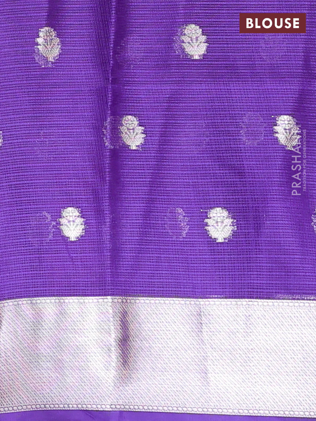 Cotton zari kota unstitched lehenga teal blue and blue with silver zari buttas & jamdhani weaves - Image 2
