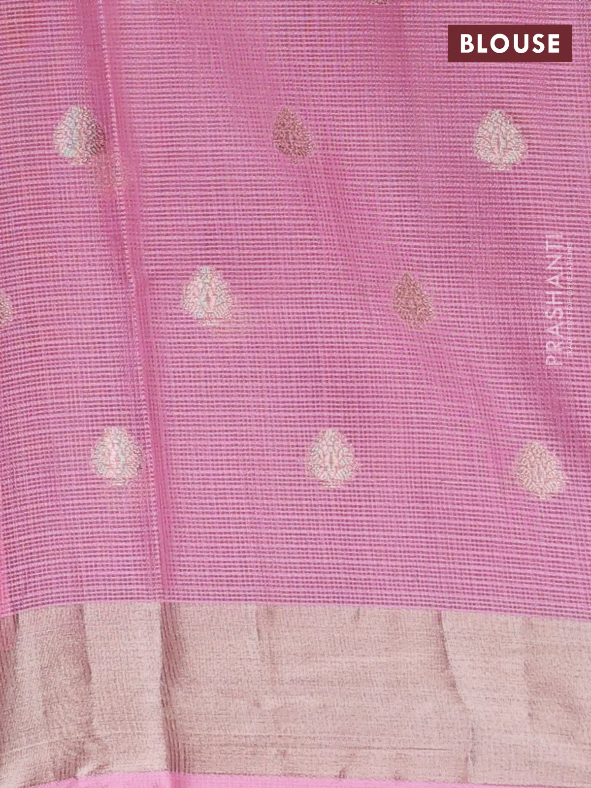 Cotton zari kota unstitched lehenga teal blue and light pink with allover jamdhani weaves - Image 2