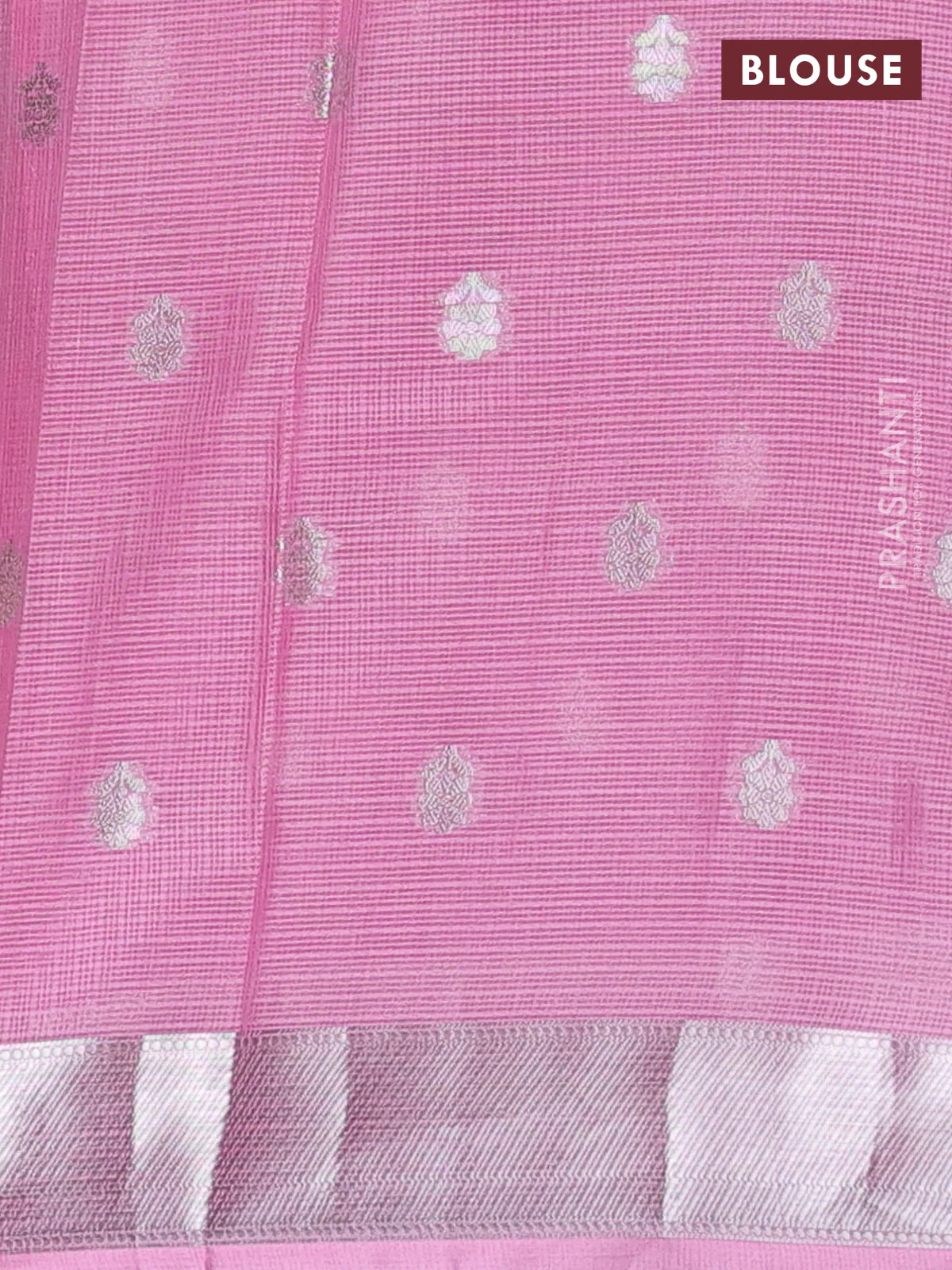 Cotton zari kota unstitched lehenga teal green and light pink with geometric zari weaves & jamdhani weaving - Image 2