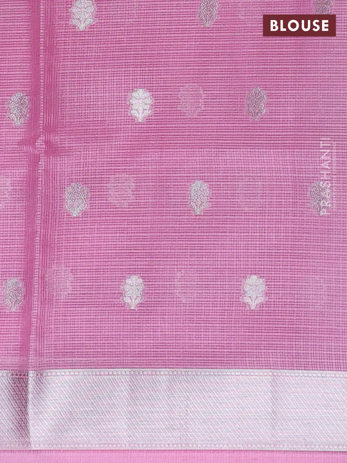 Cotton zari kota unstitched lehenga teal green and light pink with silver zari buttas & jamdhani weaves - Image 2