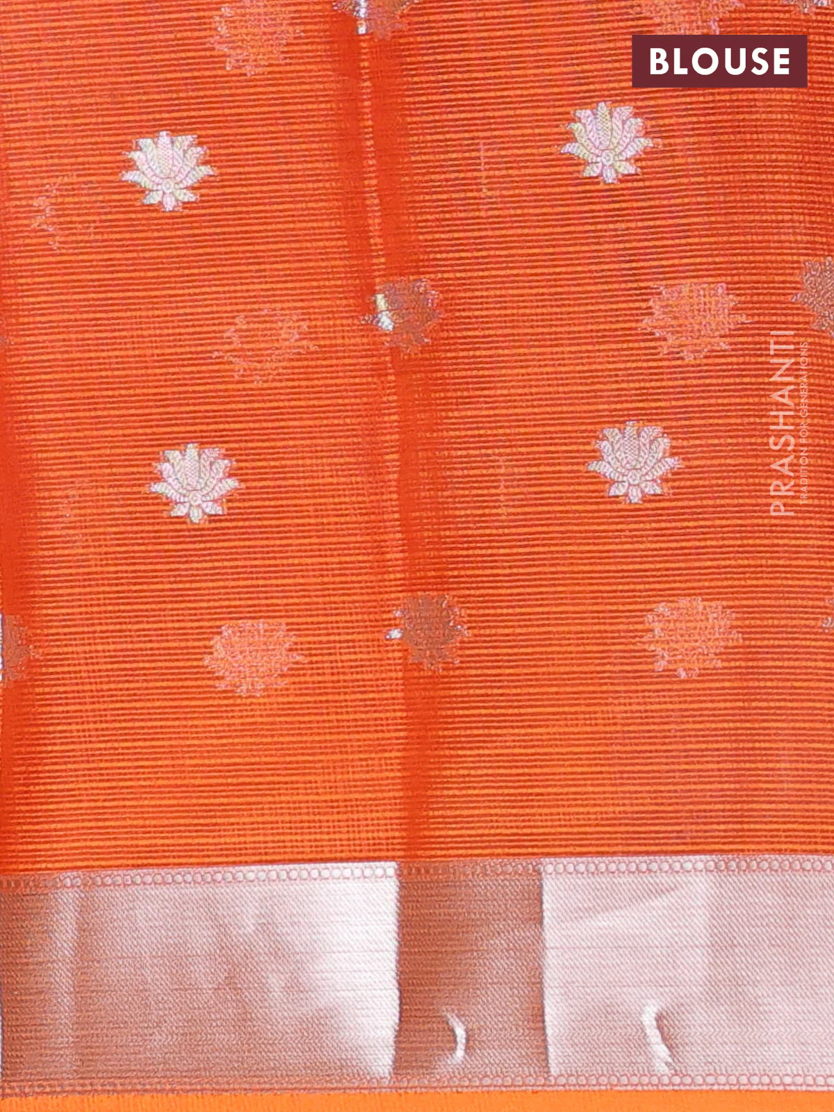 Cotton zari kota unstitched lehenga violet and orange with silver zari buttas & jamdhani weaves - Image 2