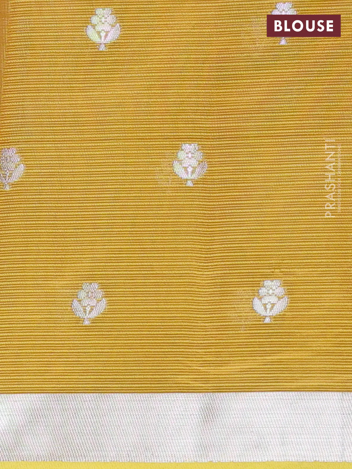 Cotton zari kota unstitched lehenga yellow and violet with allover silver zari weaves - Image 2