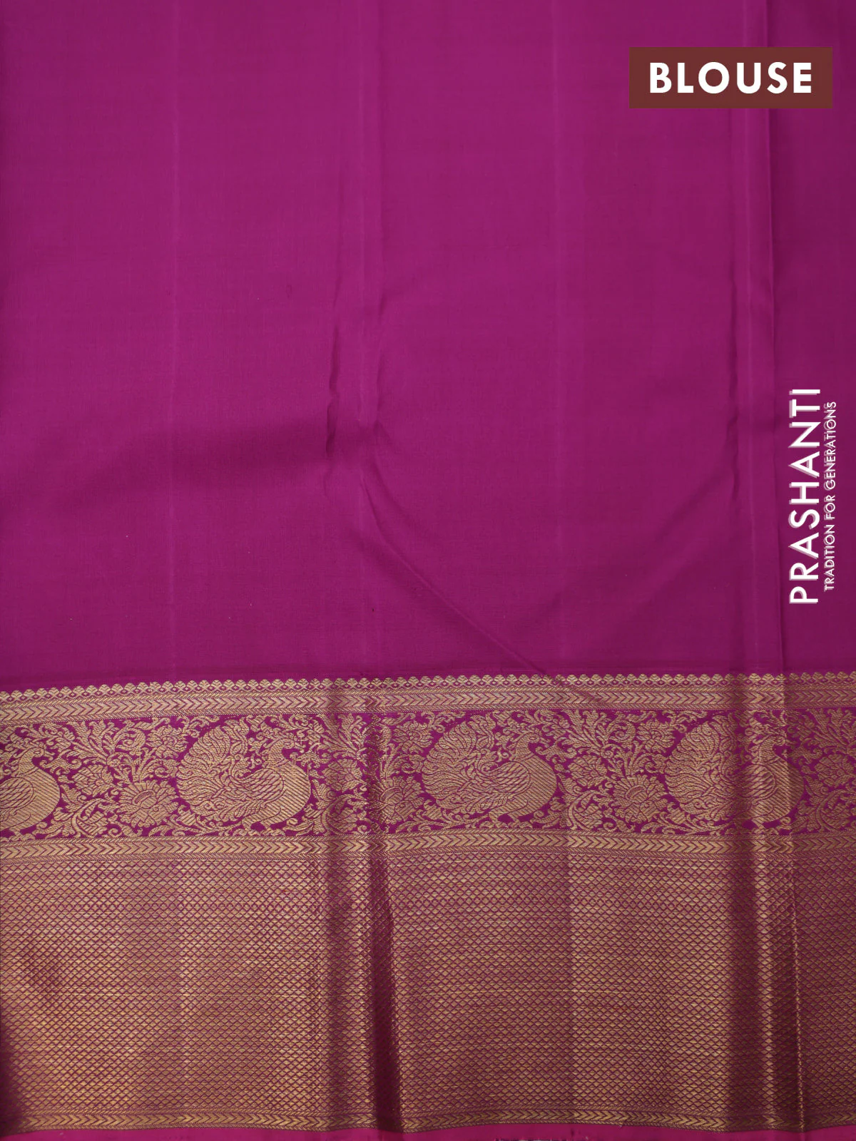 Cream-Purple Pure Kanchipuram Silk Saree With allover Thread & silver zari woven brocade weaves - Image 6
