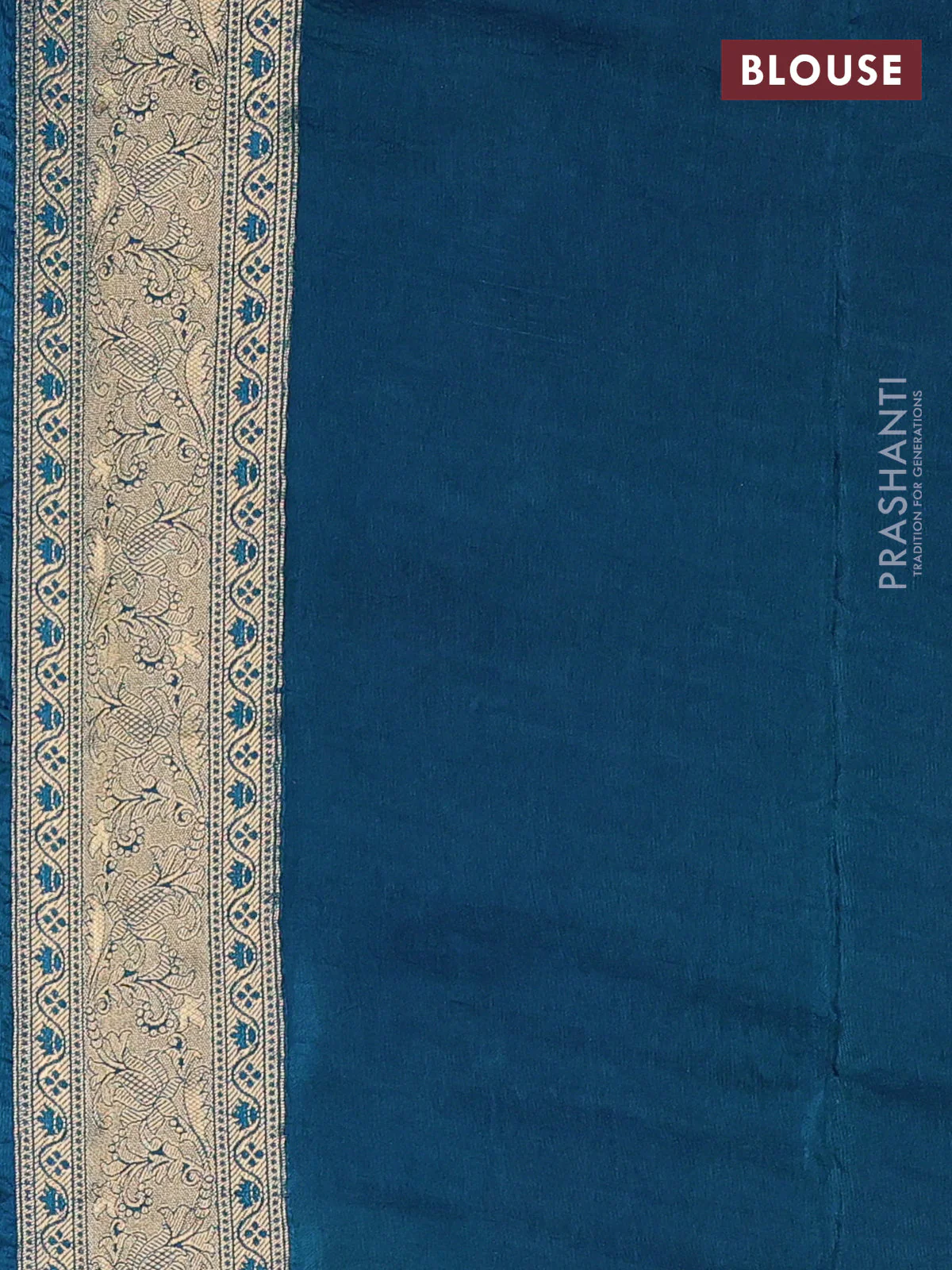 Crepe silk saree peaccock blue with allover mina weaves & sequin work and zari woven border - Image 3