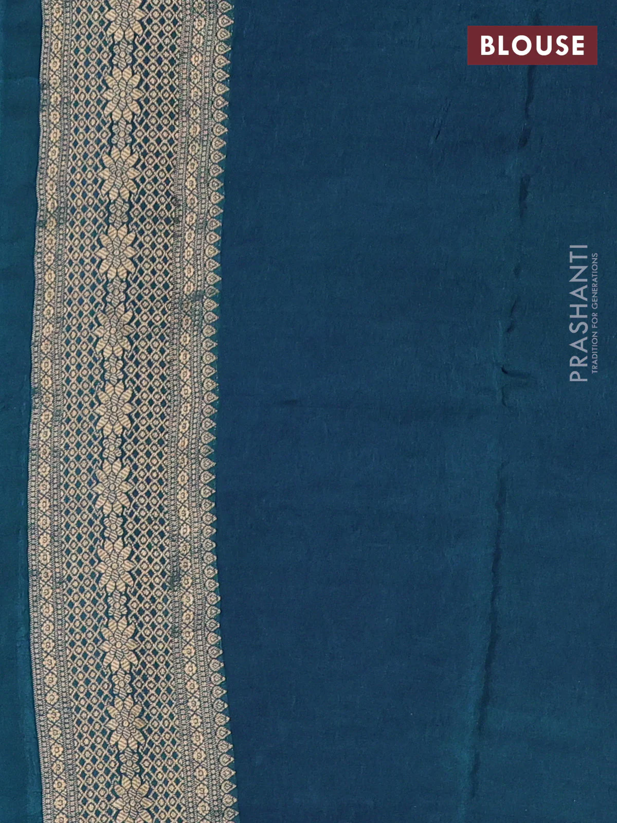 Crepe silk saree peaccock blue with allover mina weaves & sequin work and zari woven border - Image 3