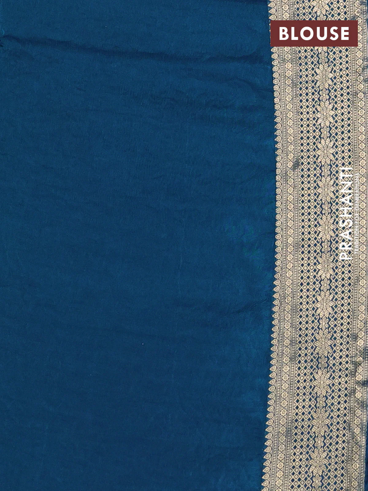 Crepe silk saree peacock blue with allover mina weaves & sequin work and zari woven border - Image 3