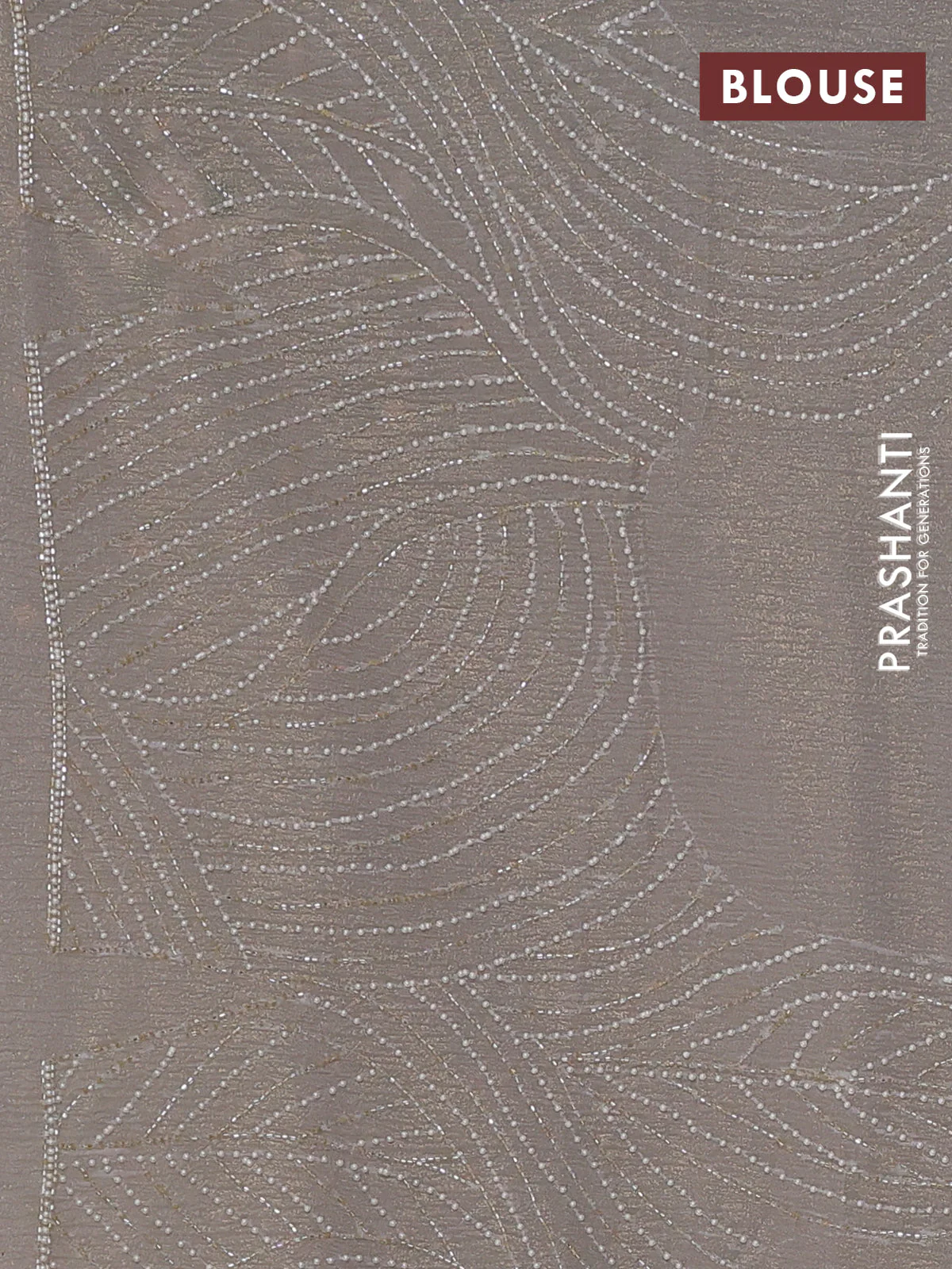 Crush tissue saree grey with allover floral embroidery sequin work - Image 3