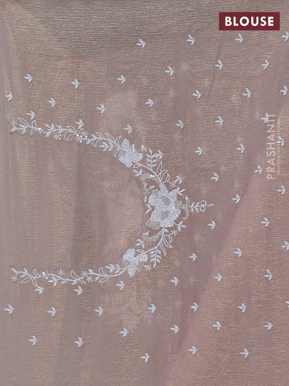 Crush tissue saree sandal with sequin & cut beaded work - Image 3