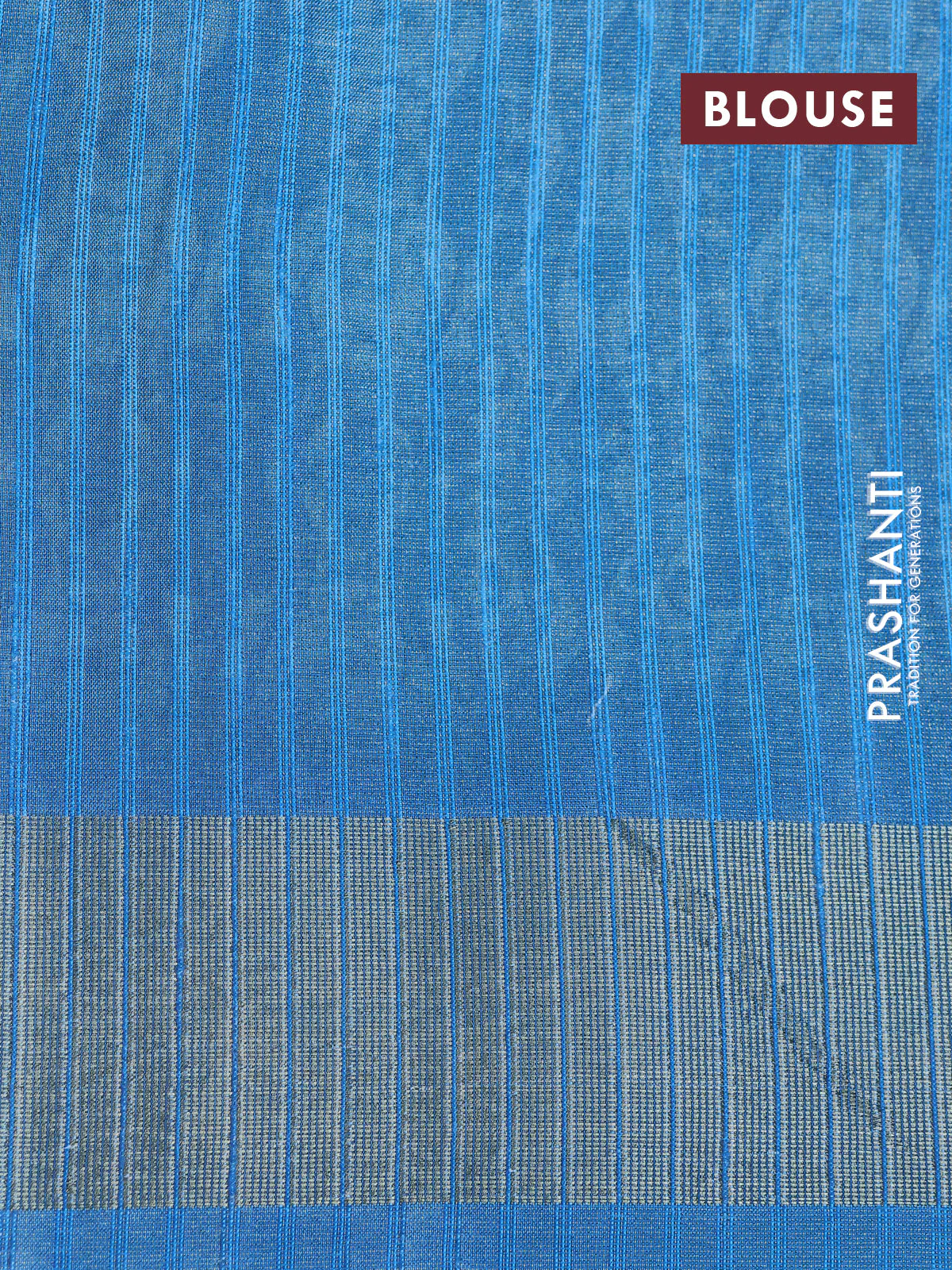Crushed tissue saree light blue with allover floral digital prints and zari woven border - Image 4