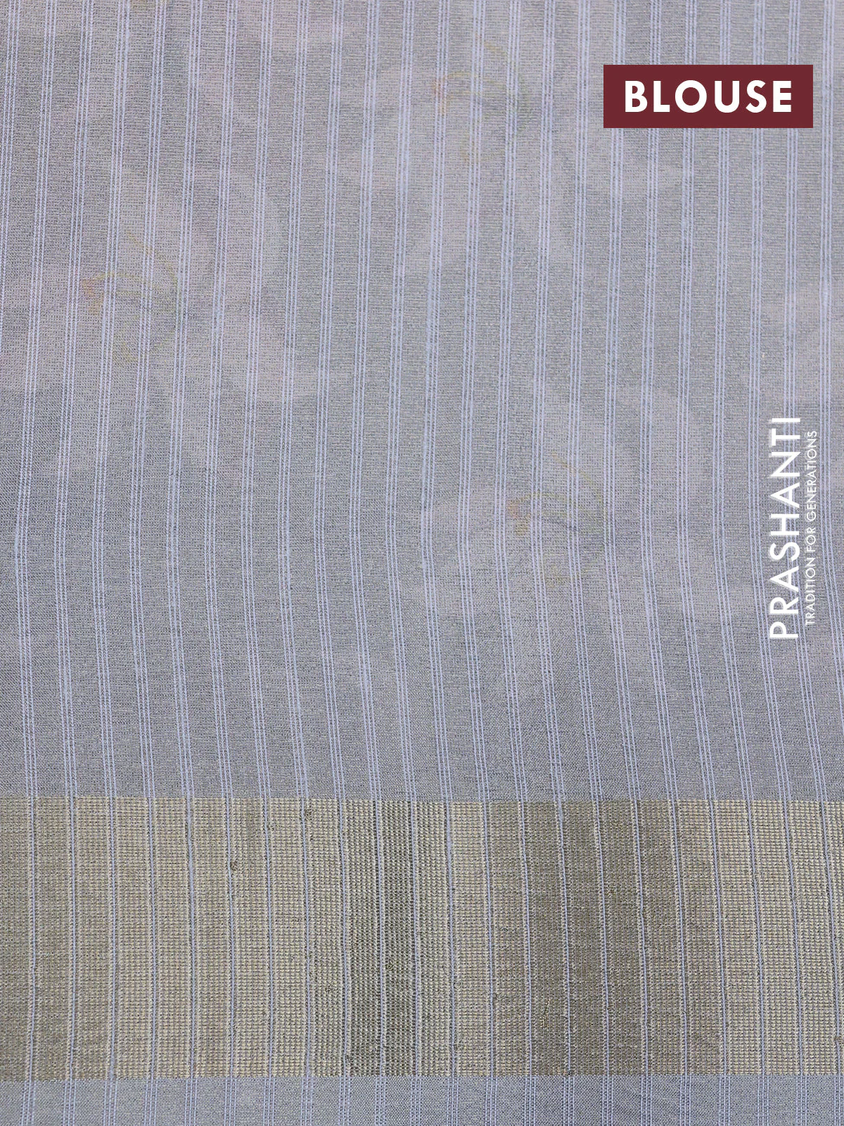 Crushed tissue saree pastel grey with allover floral digital prints and zari woven border - Image 4