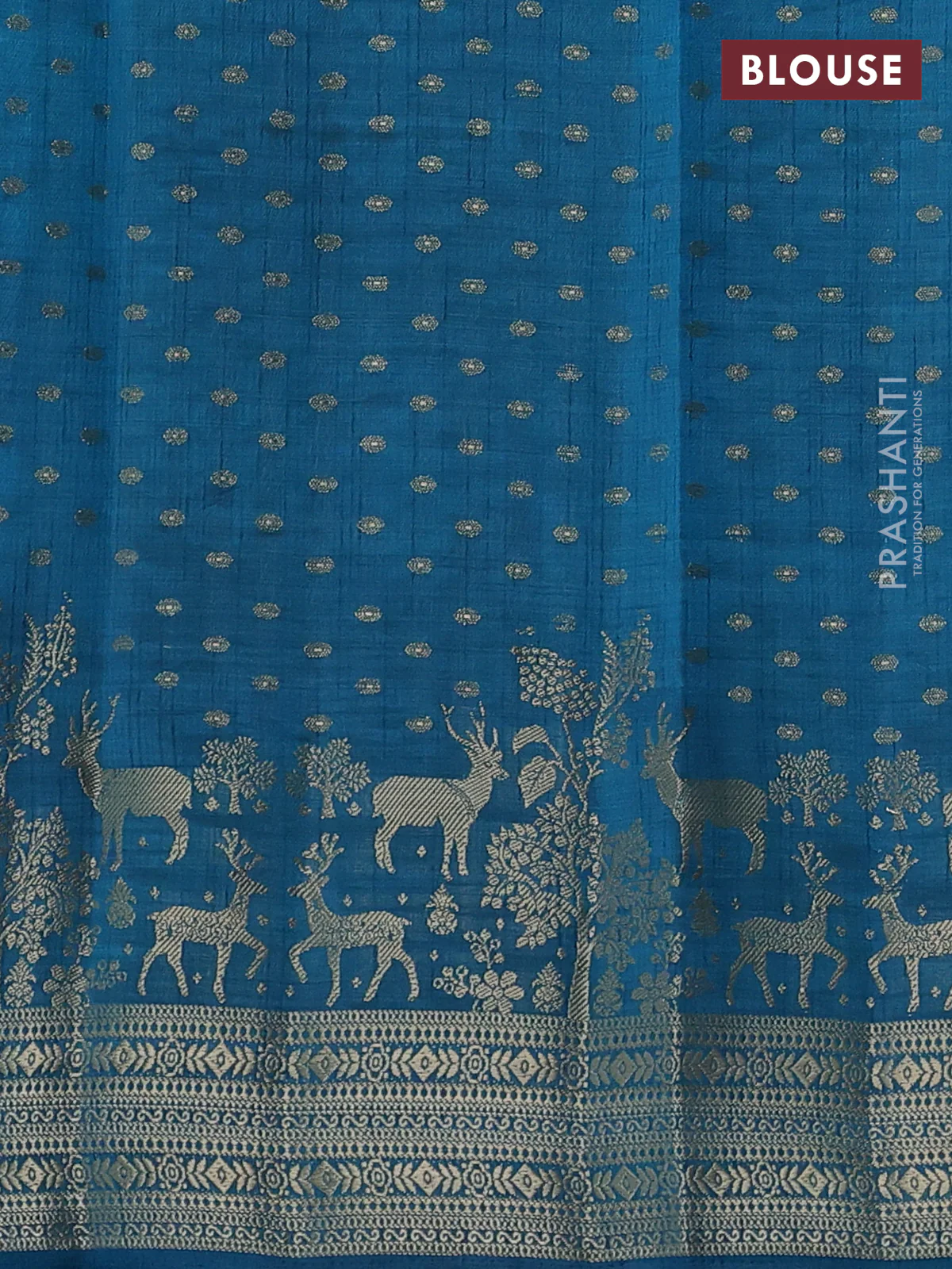Cs blue raw silk saree with matching Neck piece - Image 3