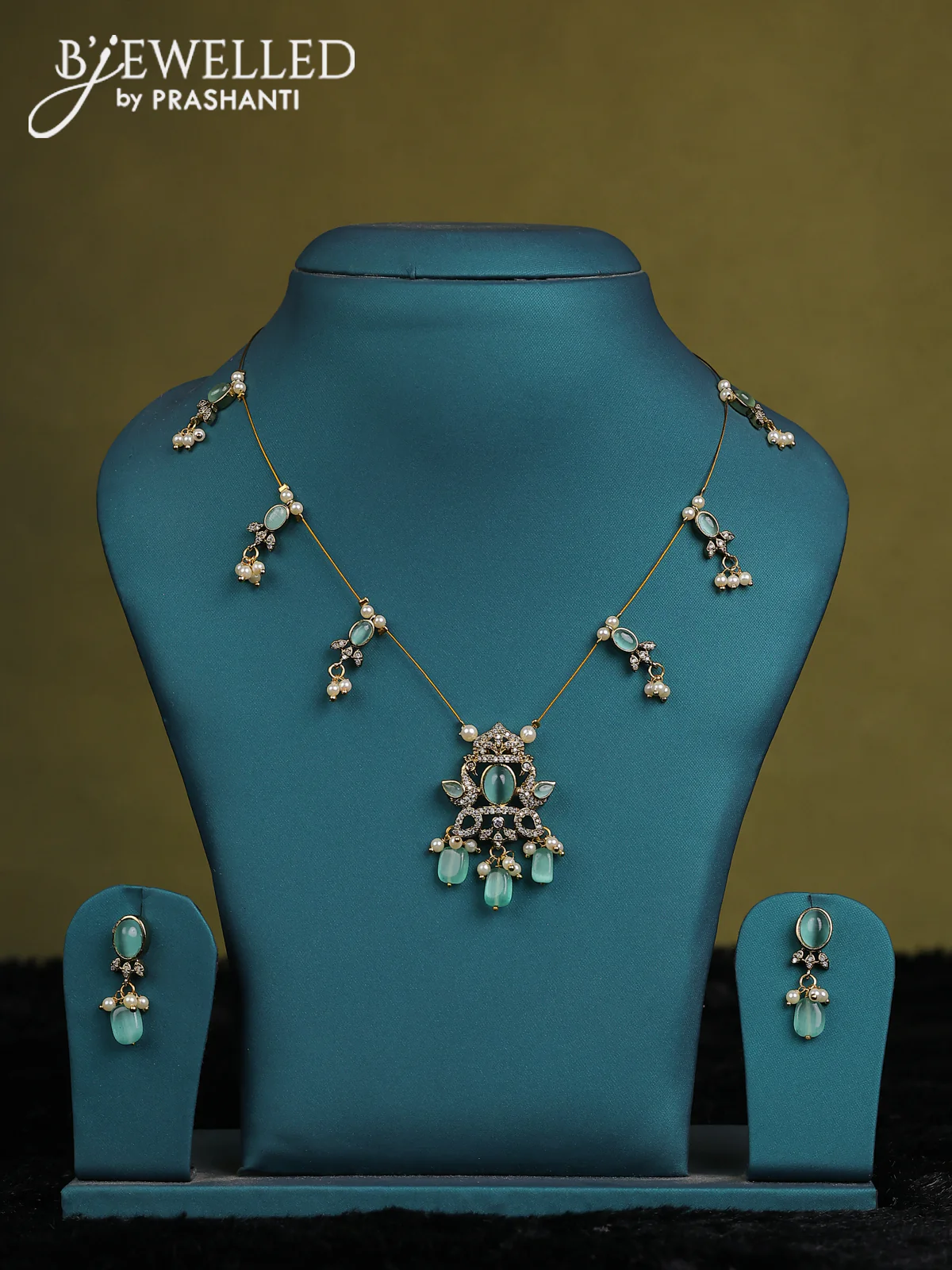 Cs blue raw silk saree with matching Neck piece - Image 4