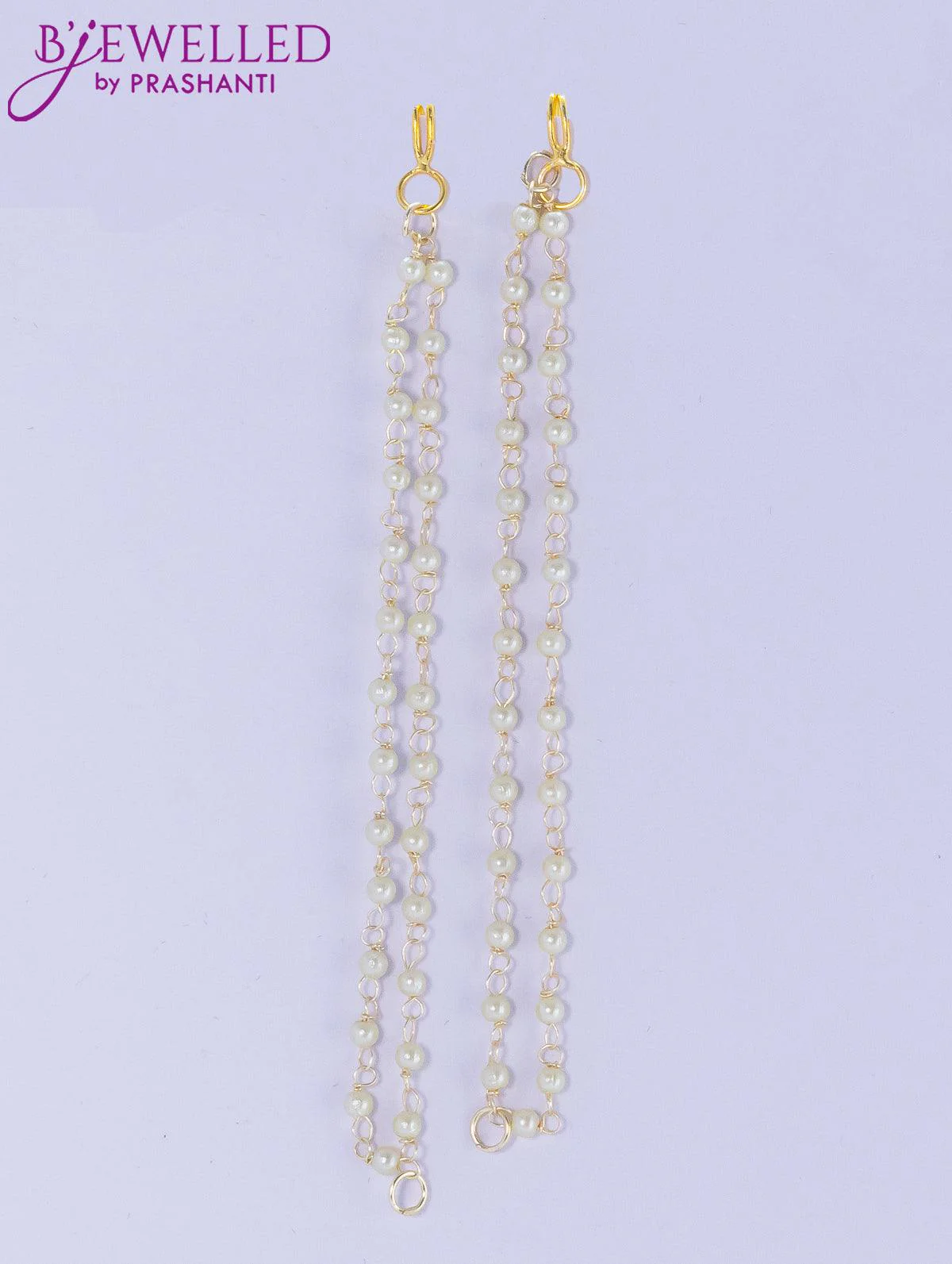 Dangler earrings off white with pearl hangings and pearl maatal - Image 2