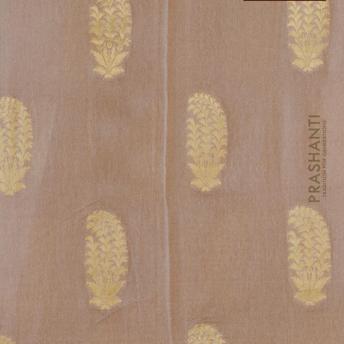 Designer georgette saree brown shade with allover zari buttas & stone work - Image 3