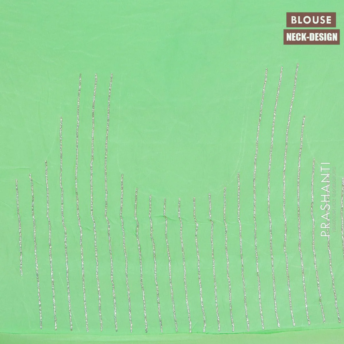 Designer satin silk saree light green with allover stone work - Image 3