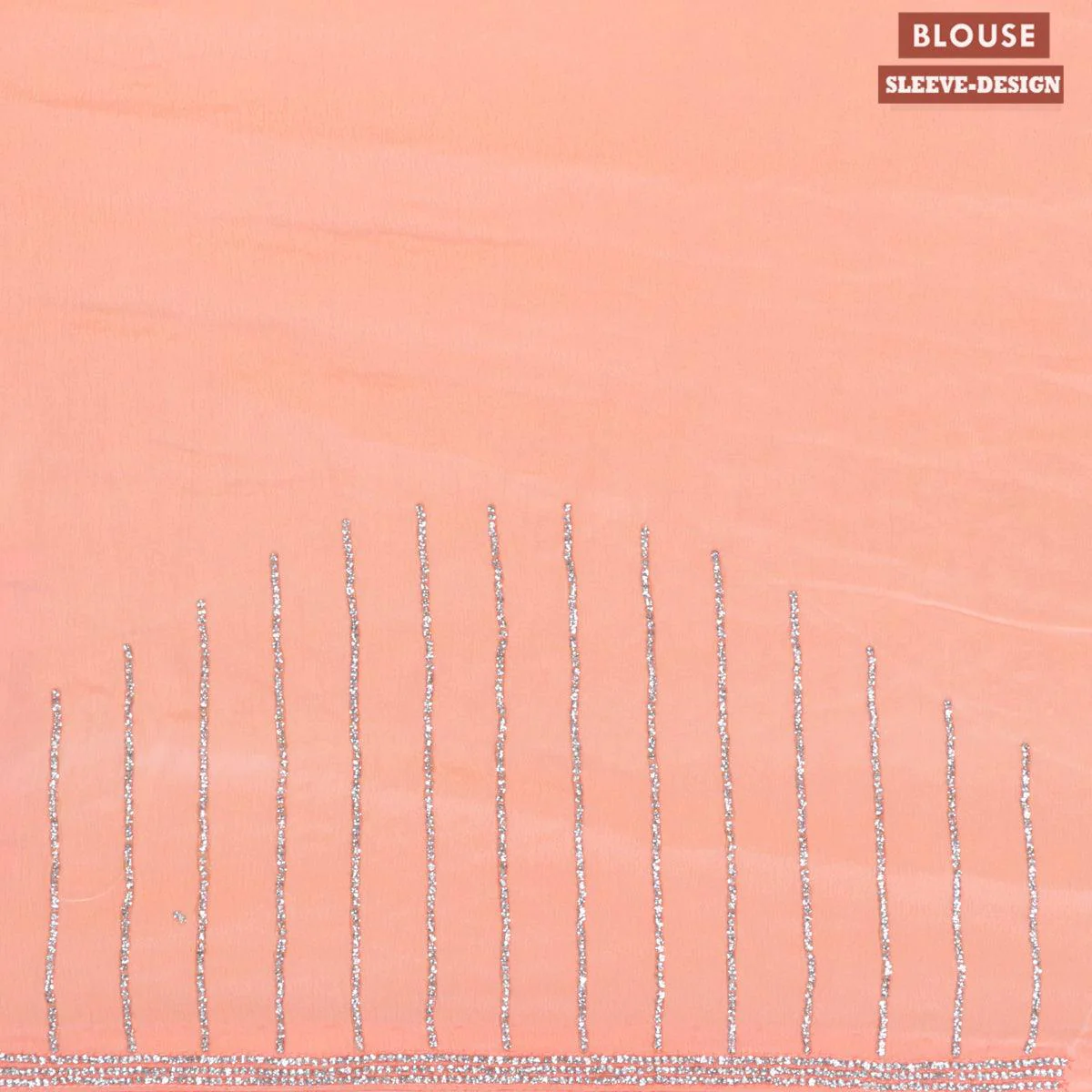 Designer satin silk saree peach orange with allover stone work - Image 4