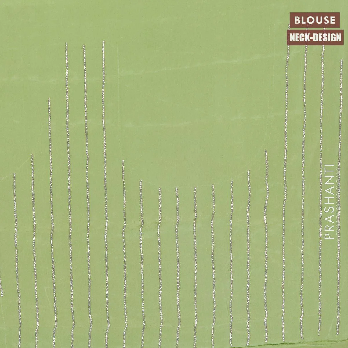 Designer satin silk saree pista green with allover stone work - Image 3
