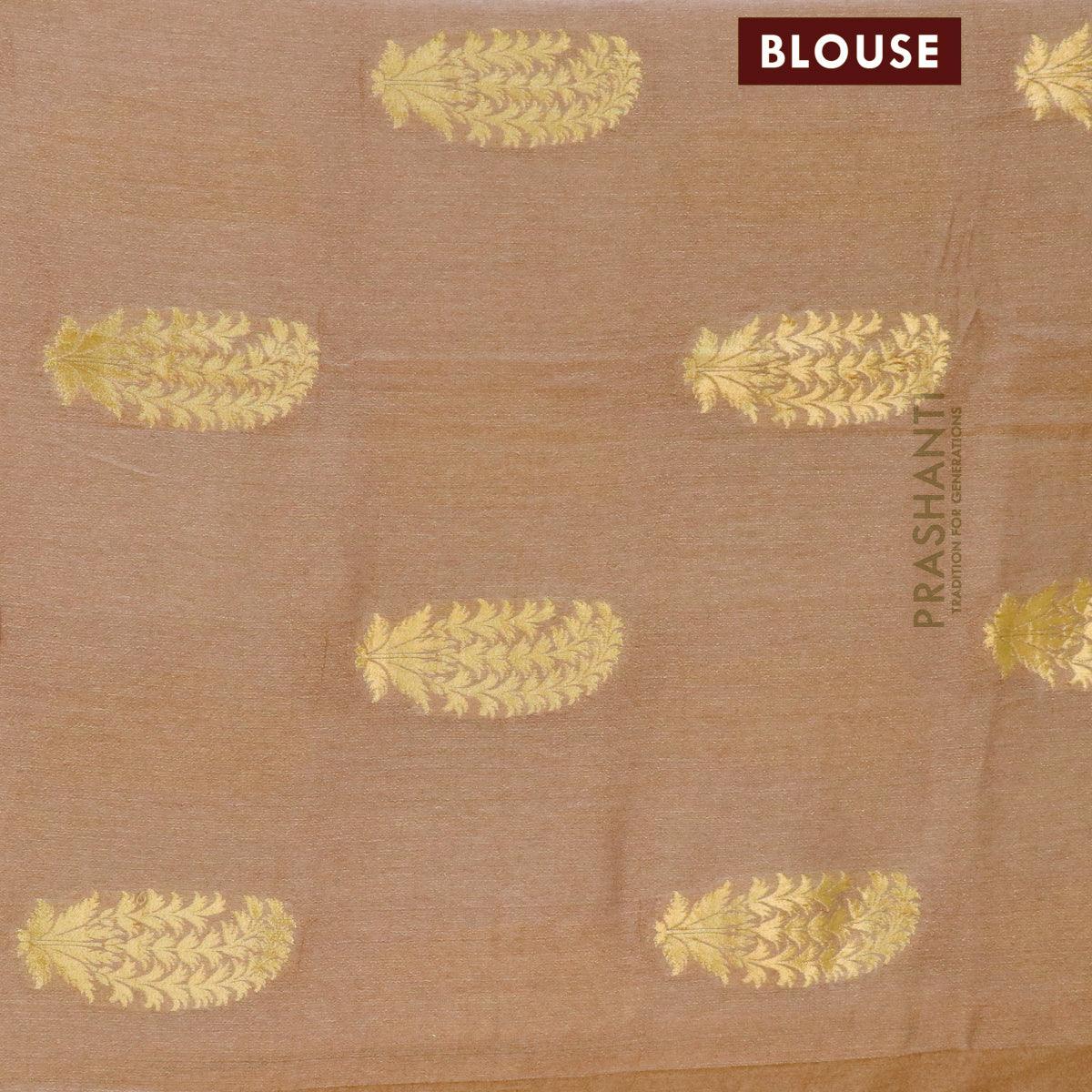 Designer semi georgette saree brown shade with allover zari buttas & stone work - Image 3