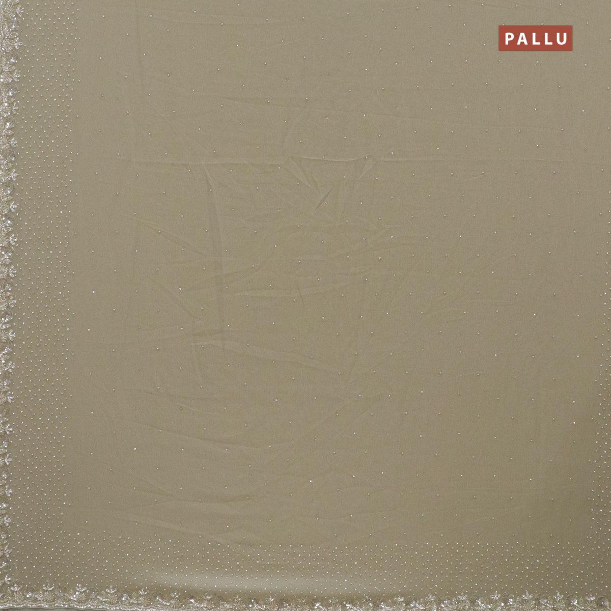 Designer semi georgette saree pastel grey with allover stone & zardosi work - Image 2