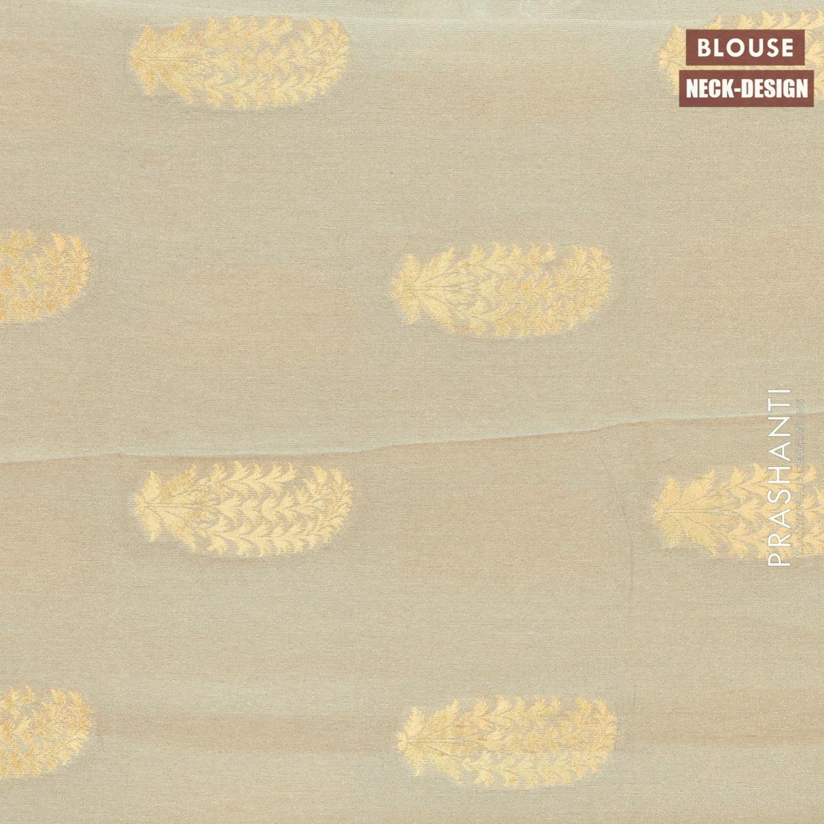Designer semi georgette saree pastel grey with allover zari woven buttas & stone work - Image 3