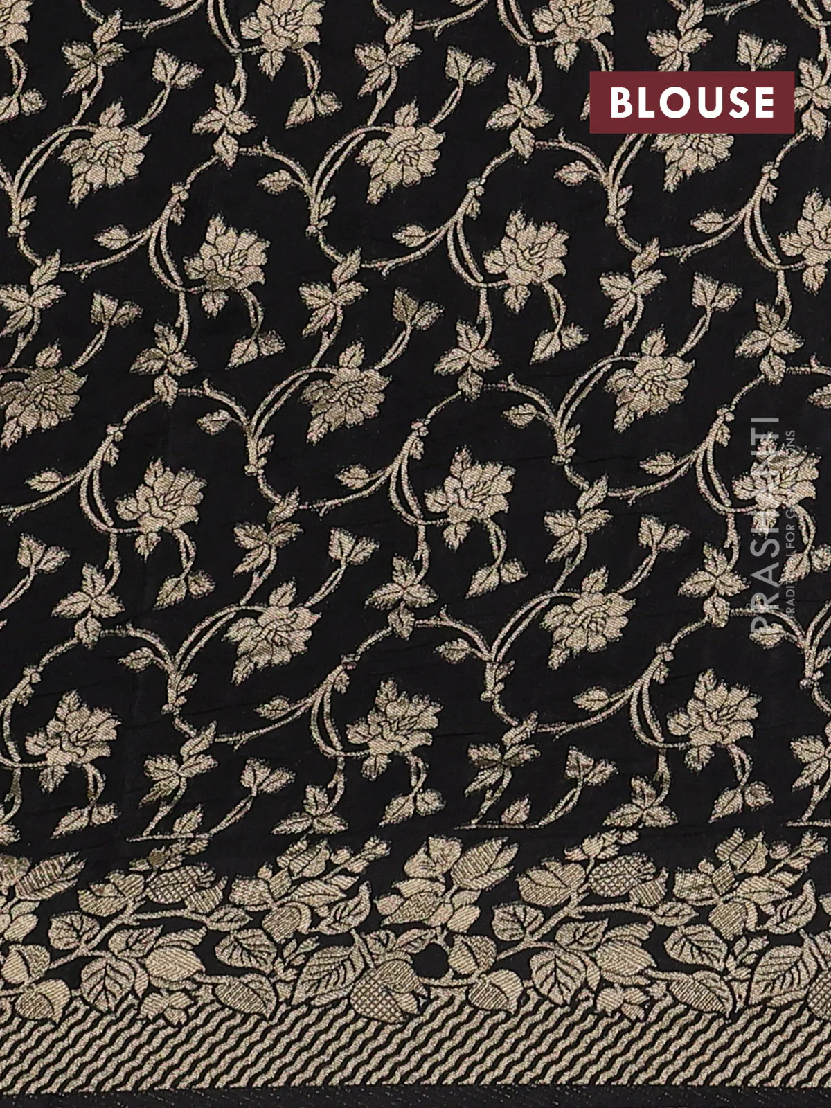 Dola silk saree black with plain body and zari woven border - Image 3