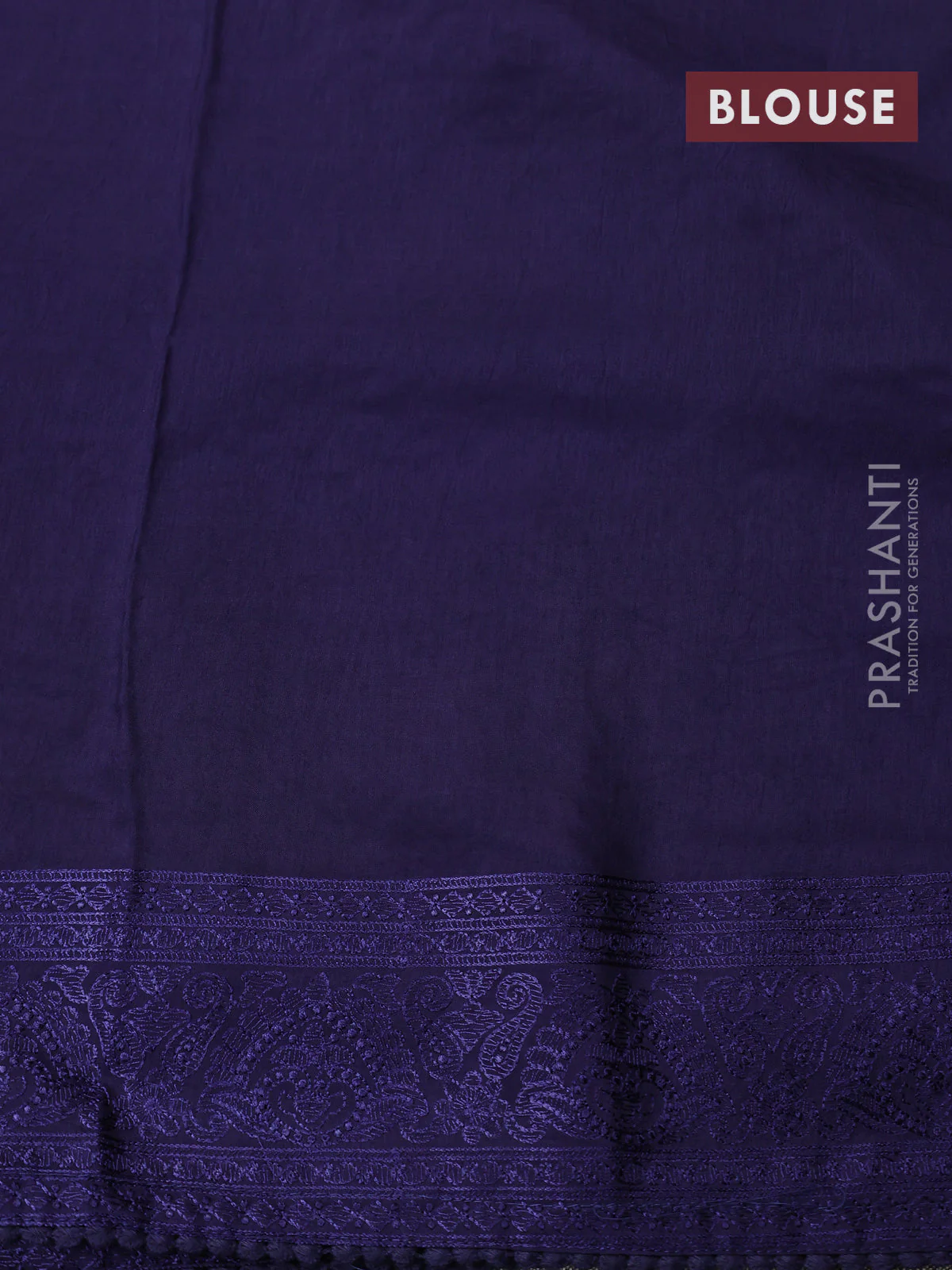 Dola silk saree dark blue with allover floral embroidery work and chikankari work border - Image 4