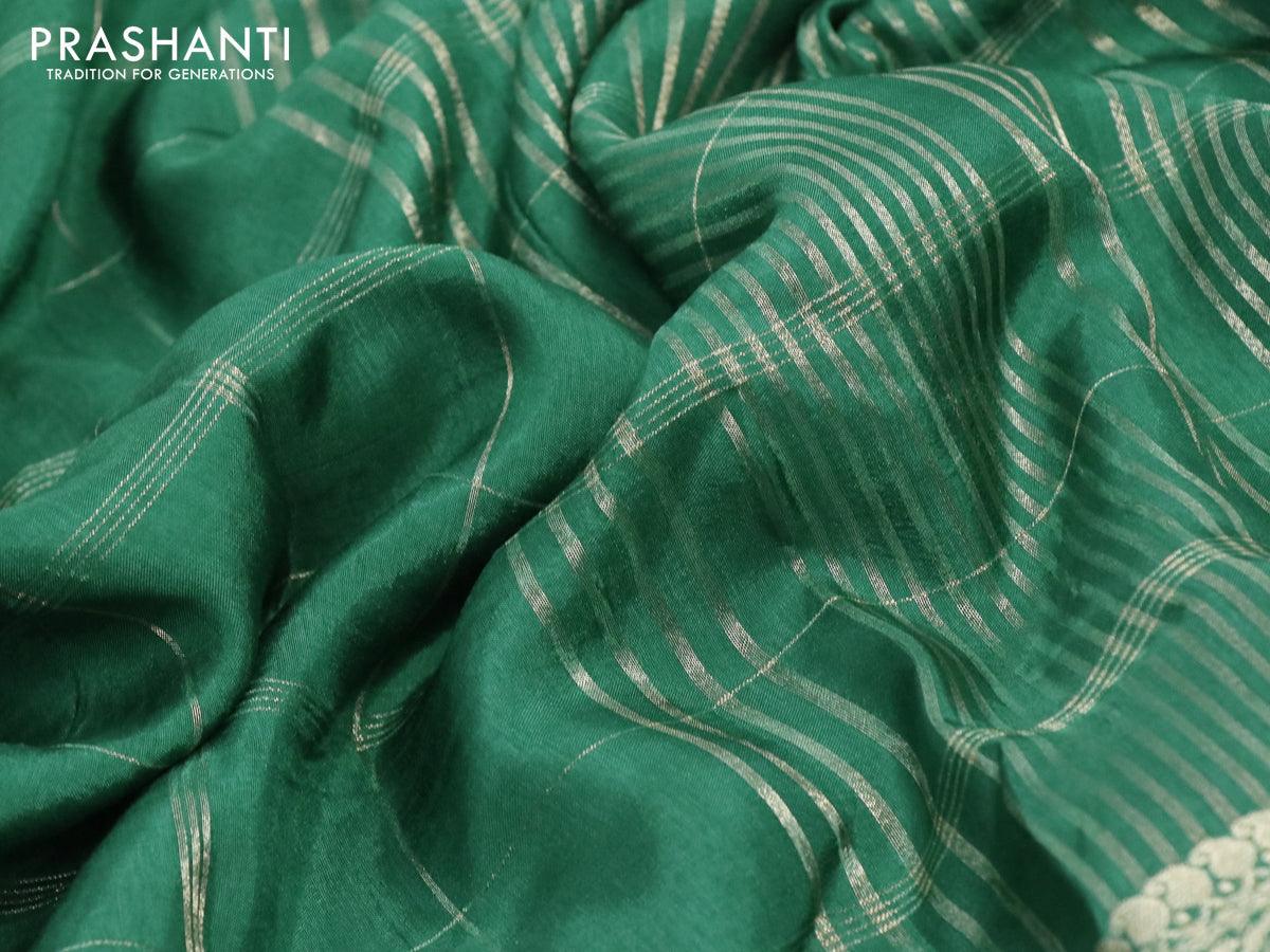 Dola silk saree green and deep wine shade with allover zari checked pattern and rich zari woven border - Image 3