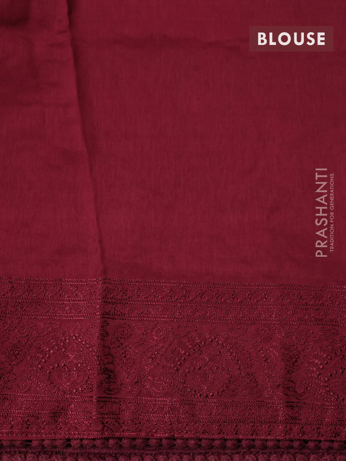 Dola silk saree maroon with allover floral embroidery work and chikankari work border - Image 4