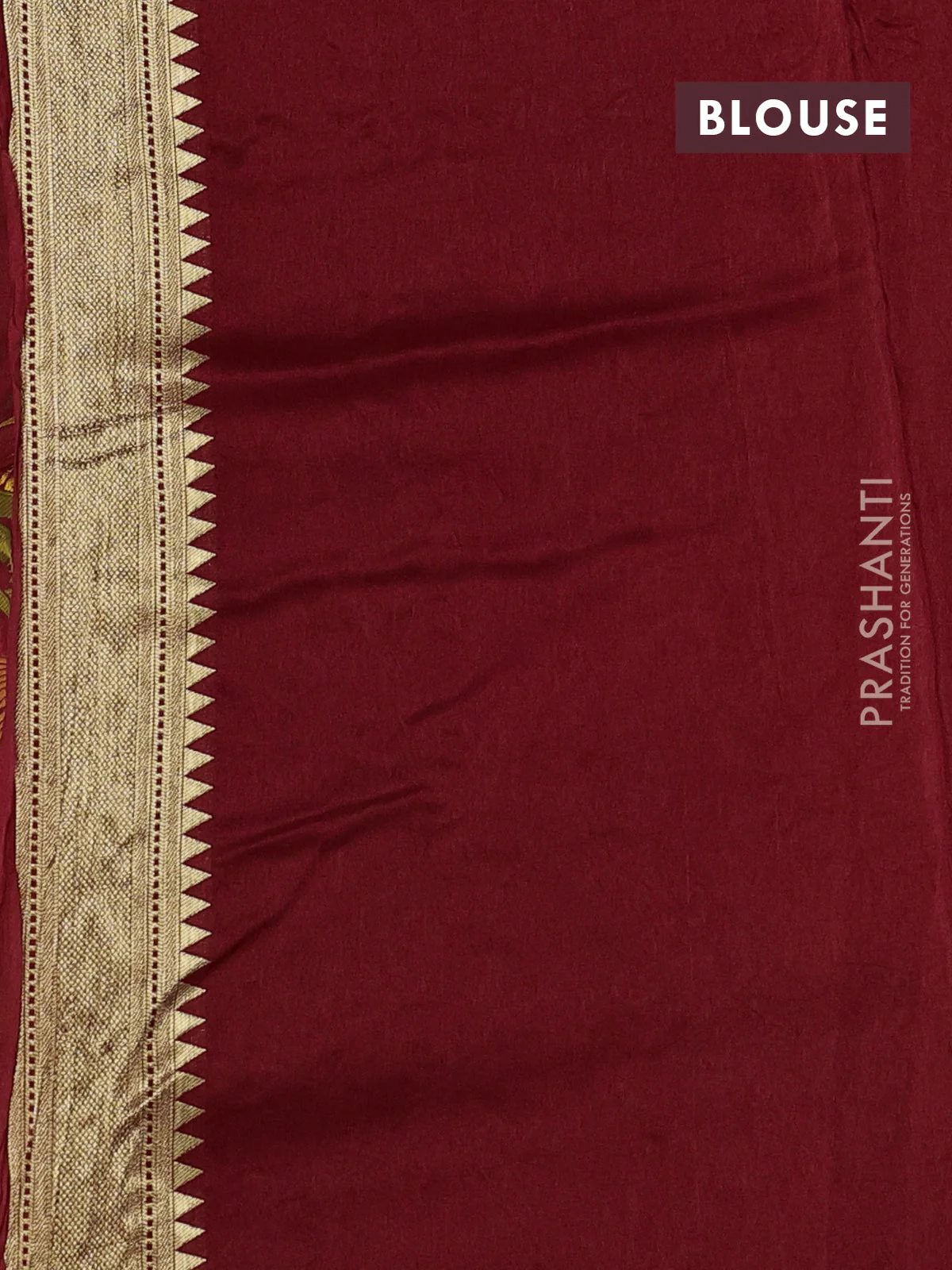 Dola silk saree maroon with allover shikarga weaves and zari woven border - Image 3