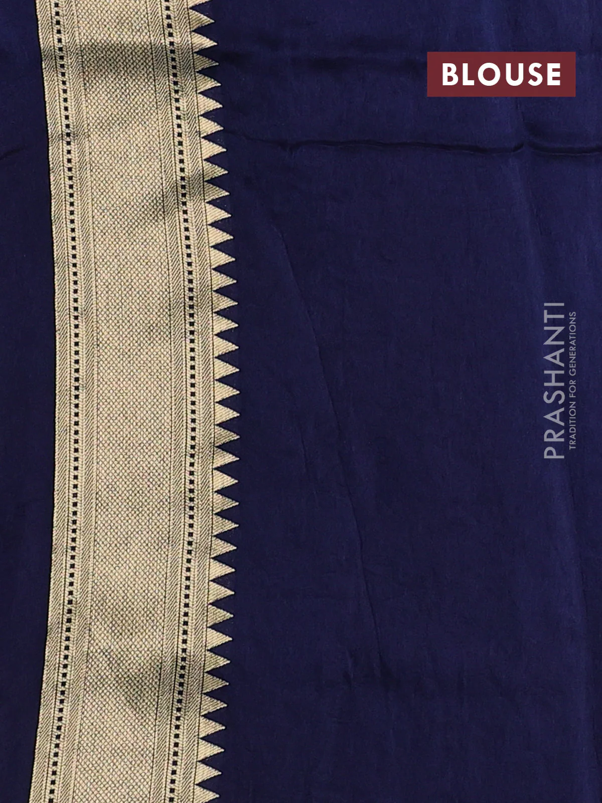 Dola silk saree navy blue with allover shikarga weaves and zari woven border - Image 3