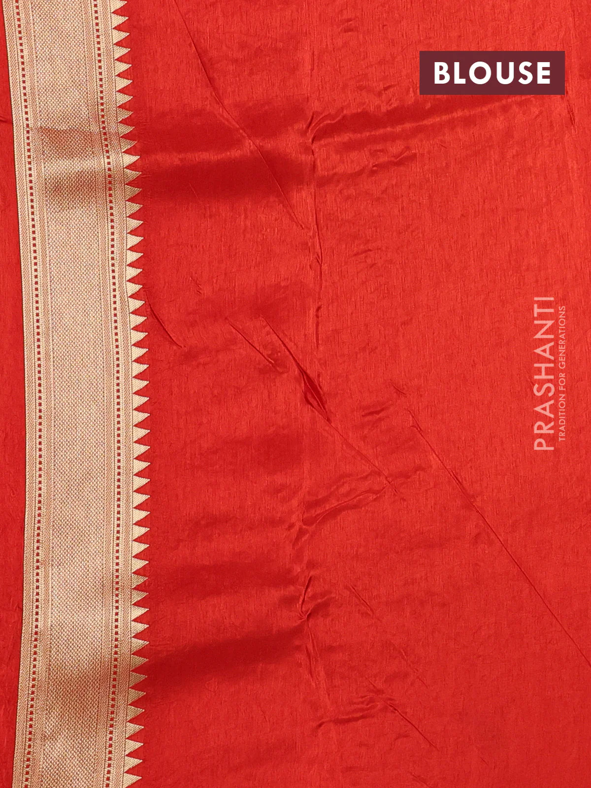 Dola silk saree red with allover shikarga weaves and zari woven border - Image 3